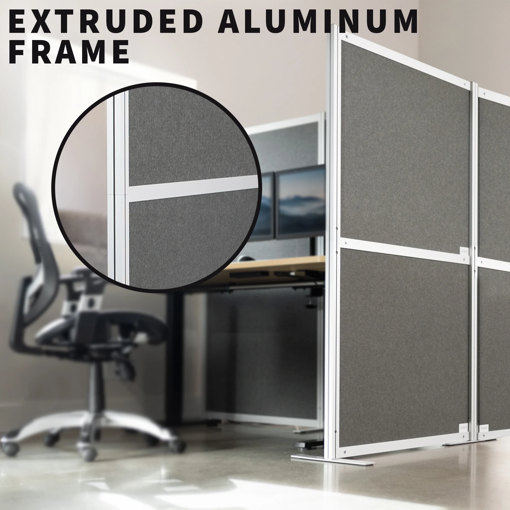 VIVO T-Shaped Modular Wall System, 4 PET Panels, Modern Office Cubicle Dividers