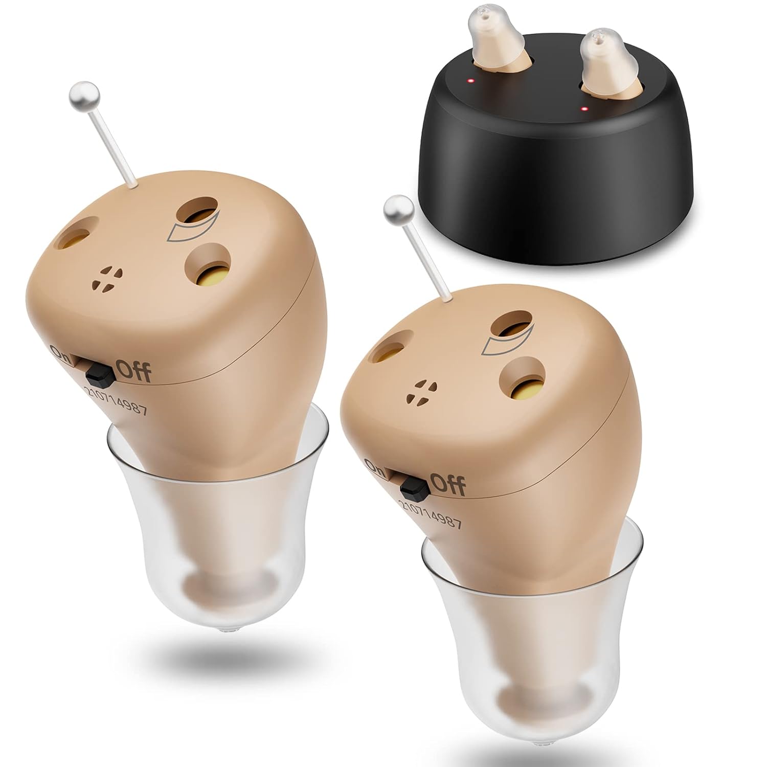Nano Hearing Aids for Seniors Rechargeable with Noise Cancelling, Mini Invisible Hearing Aid, Digital Hearing Amplifier with Feedback Cancellation, Pairs Of Hearing Assist Ear Aid Sound Amplifiers