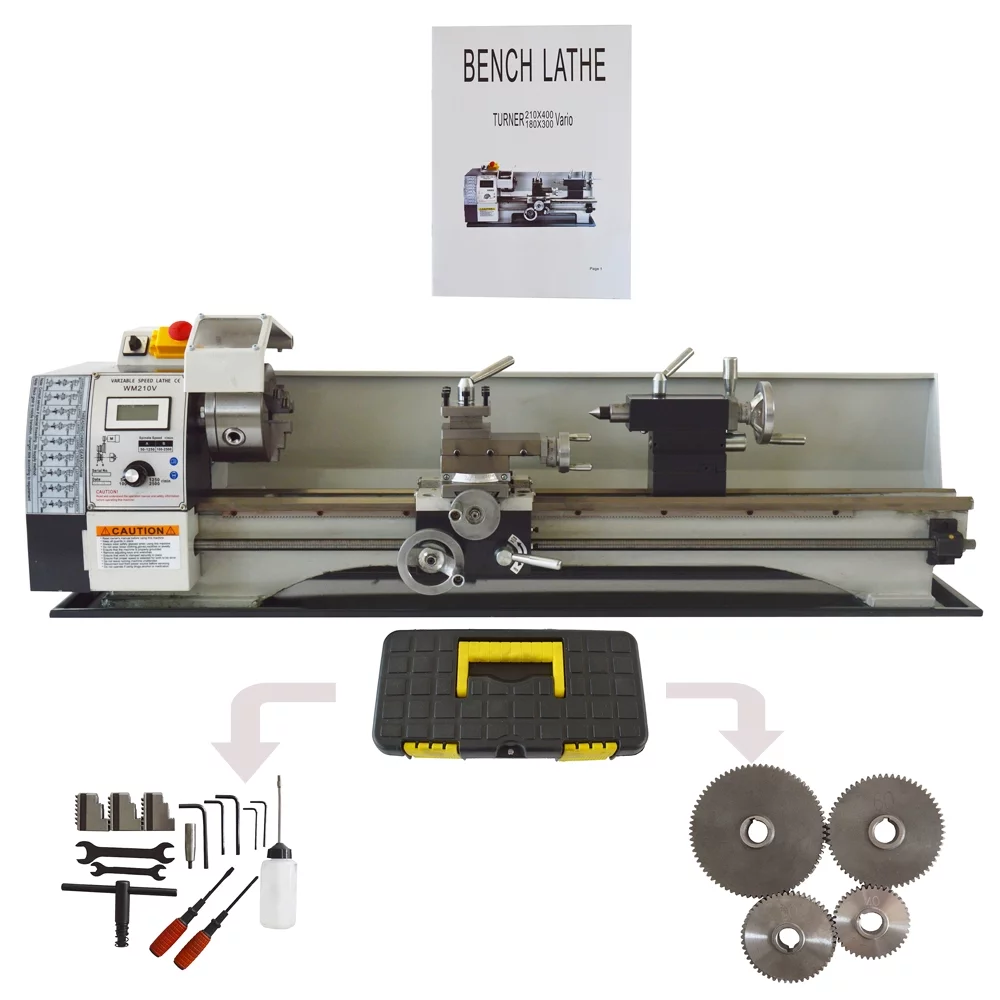 Brushless Motor Milling Metric Thread Mini Metal Bench Lathe Machine 8''X31" WM210V - Curated Treasures Market