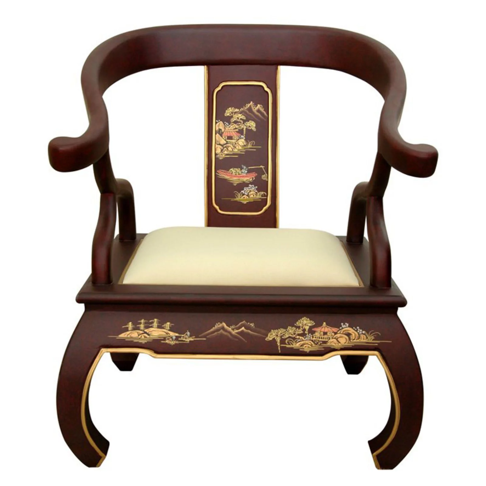 Handmade Wood Black Landscape Ming Chair (China) -  26.50"W x 24.50"D x 32.50"H