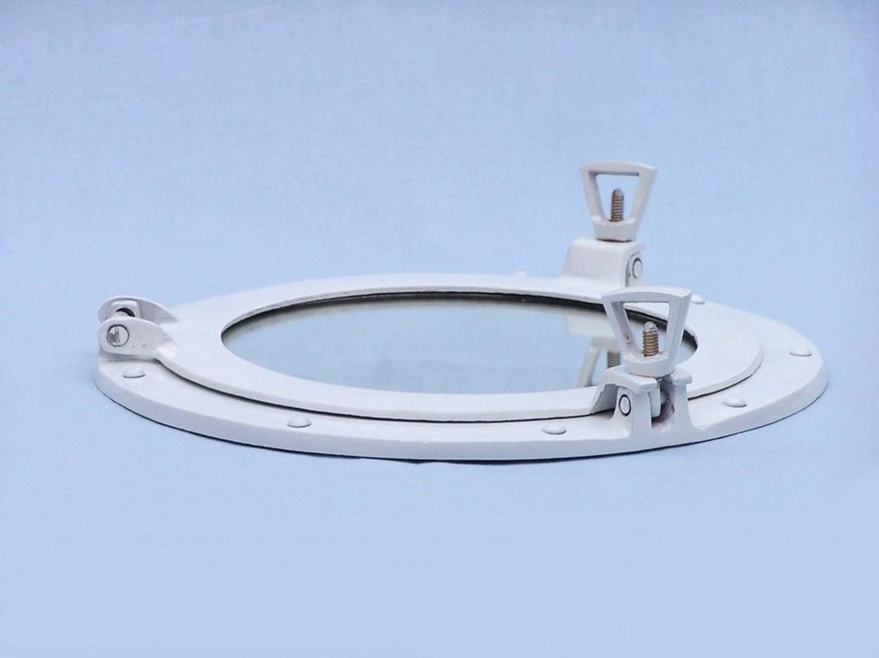 Hampton Nautical MC-1964-15White-W Brass Ship Porthole Window 15-White Nautical Home Decoration