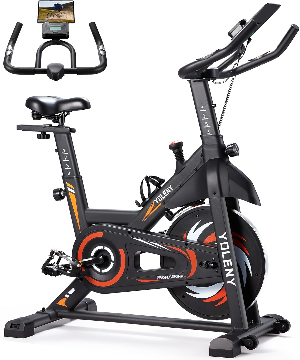 Erinnyees Exercise Bike, Stationary Bikes for Home Gym Cardio Fitness, Training Bike with Magnetic Resistance Whisper Quiet for Home Cardio Workout Heavy Flywheel & Comfortable Seat Cushion with Digital Monitor