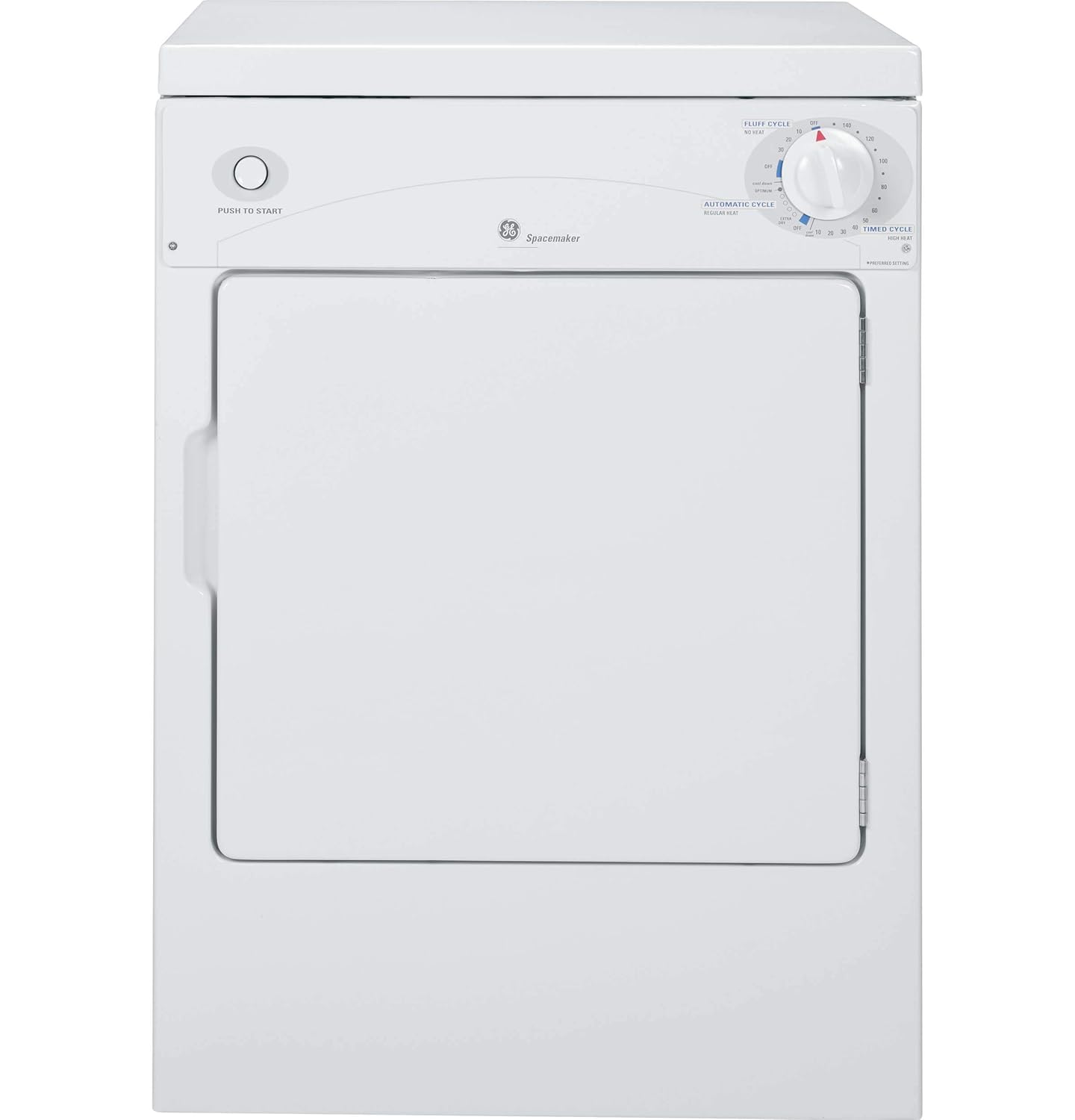 GE DSKP333ECWW Spacemaker 24" Portable Electric Dryer with 3.6 Cubic. Ft. Capacity