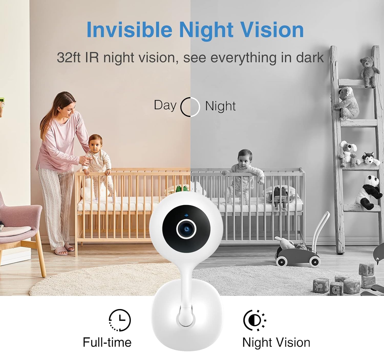 WiFi Camera Indoor, 1080P HD Smart Security Camera with &Night Vision, Motion Detection, Two-Way Audio, Nanny for Baby/Elder/Pet, Home Safety Monitor Controlled by App, Compatible with Alexa, 4-Pack Pack of 2