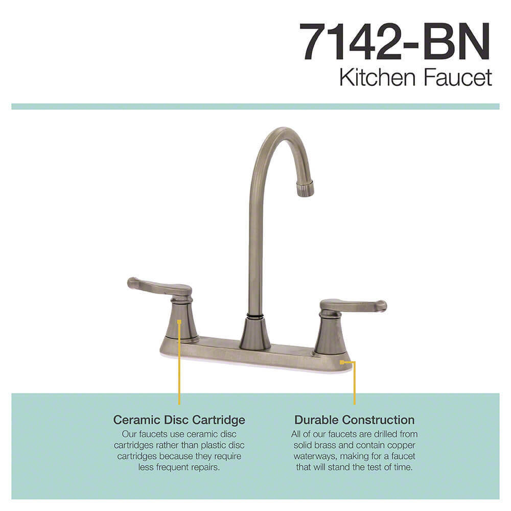 Sir Faucet 7142-BN Brushed Nickel Double Handle Kitchen Faucet