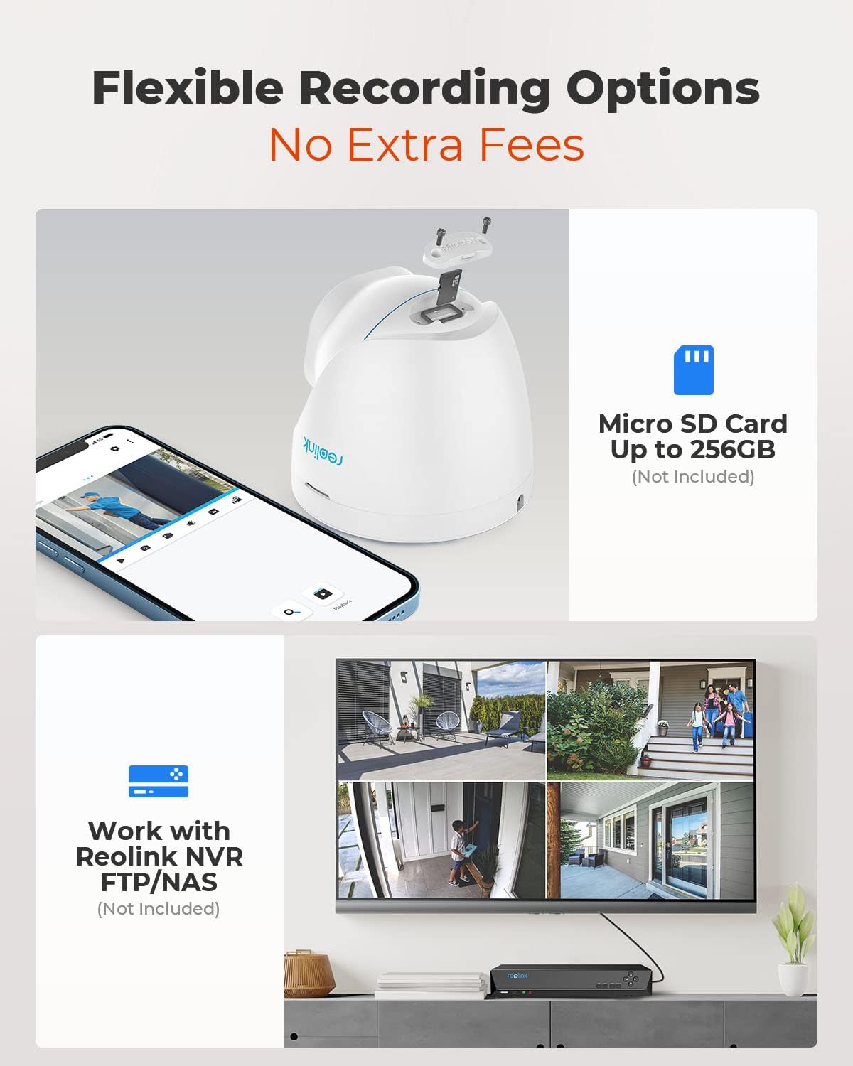 REOLINK 4K Outdoor Cameras for Home Security, IP PoE Dome Surveillance Camera, Smart Human/Vehicle Detection, Time Lapse, Work with Smart Home, Up to 256GB Micro SD Card, RLC-820A (Pack of 2)