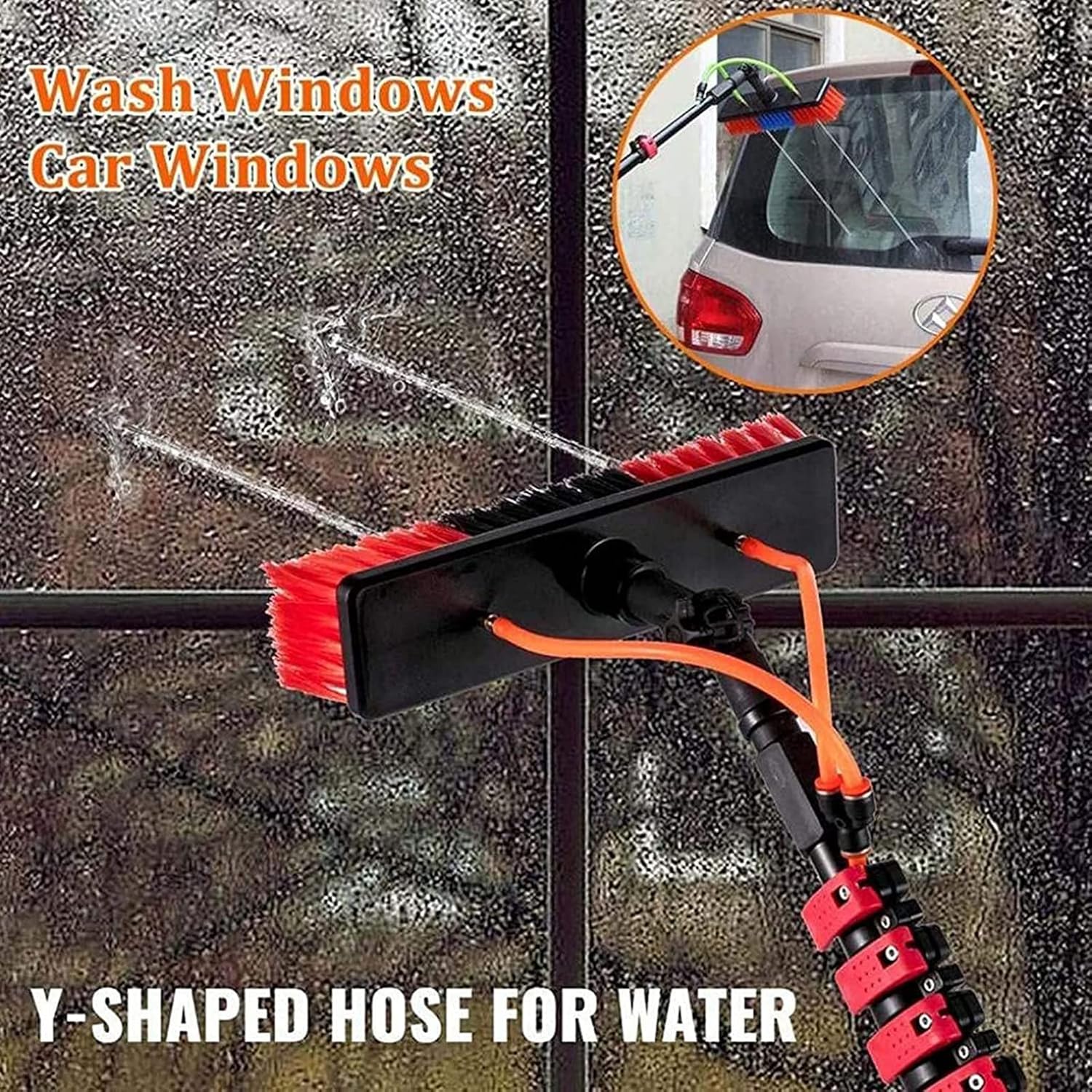XIAOYE Telescopic Window Cleaner Water Wash Brush Kit,3-12m Window Cleaning Pole,Cleaning Photovoltaic and Solar Panels / 10m Rod / 30cm Brush Head,24FT/7.2M