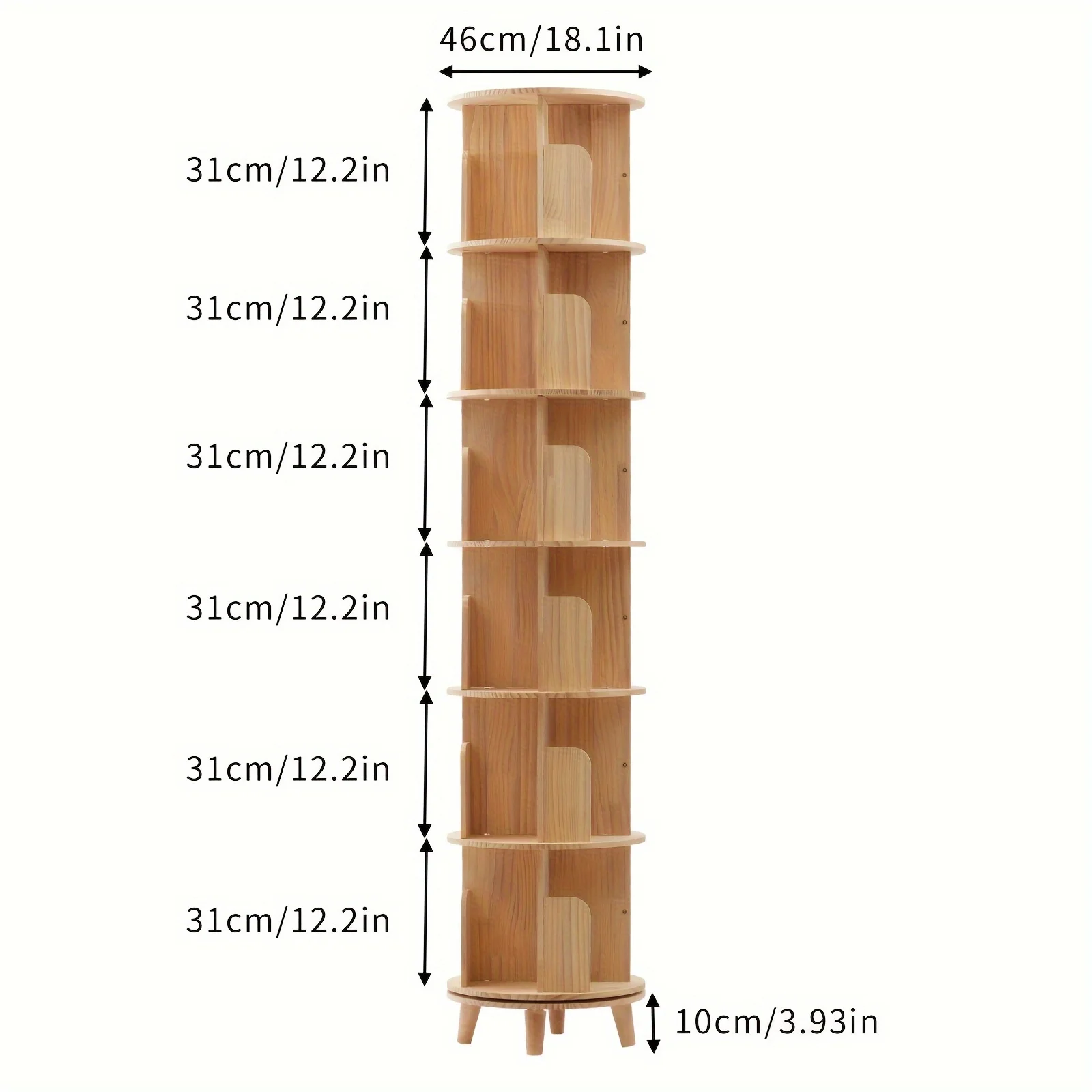 360° Rotating Bookshelf - Space-Saving Floor Stand Bookcase, Display Rack for Office & School - Corner Design Ideal for Small Areas - Curated Treasures Market