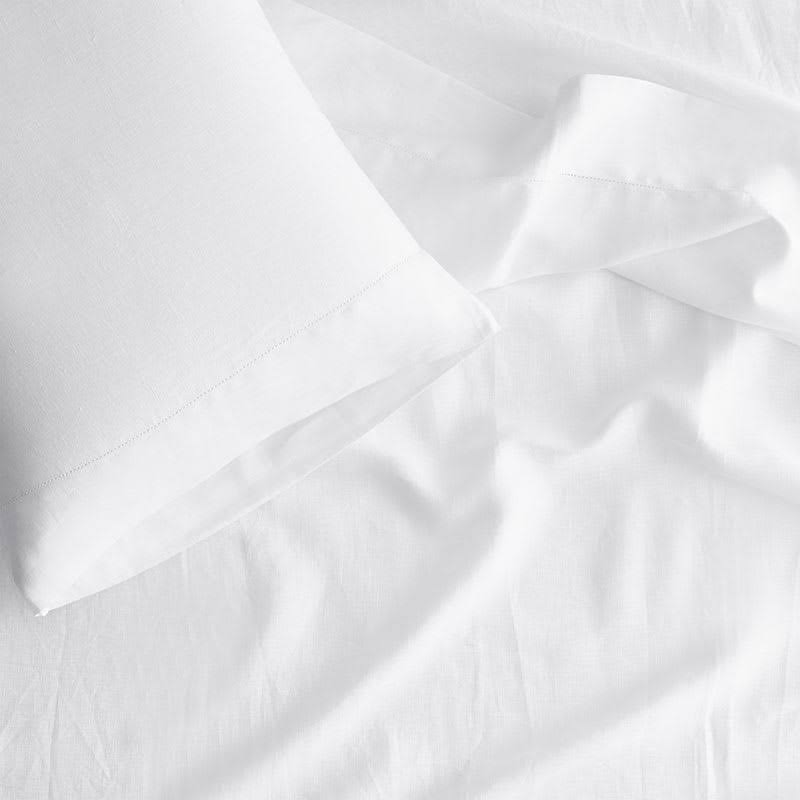 The Company Store Solid Washed Mustard Linen Full Flat Sheet, Yellow