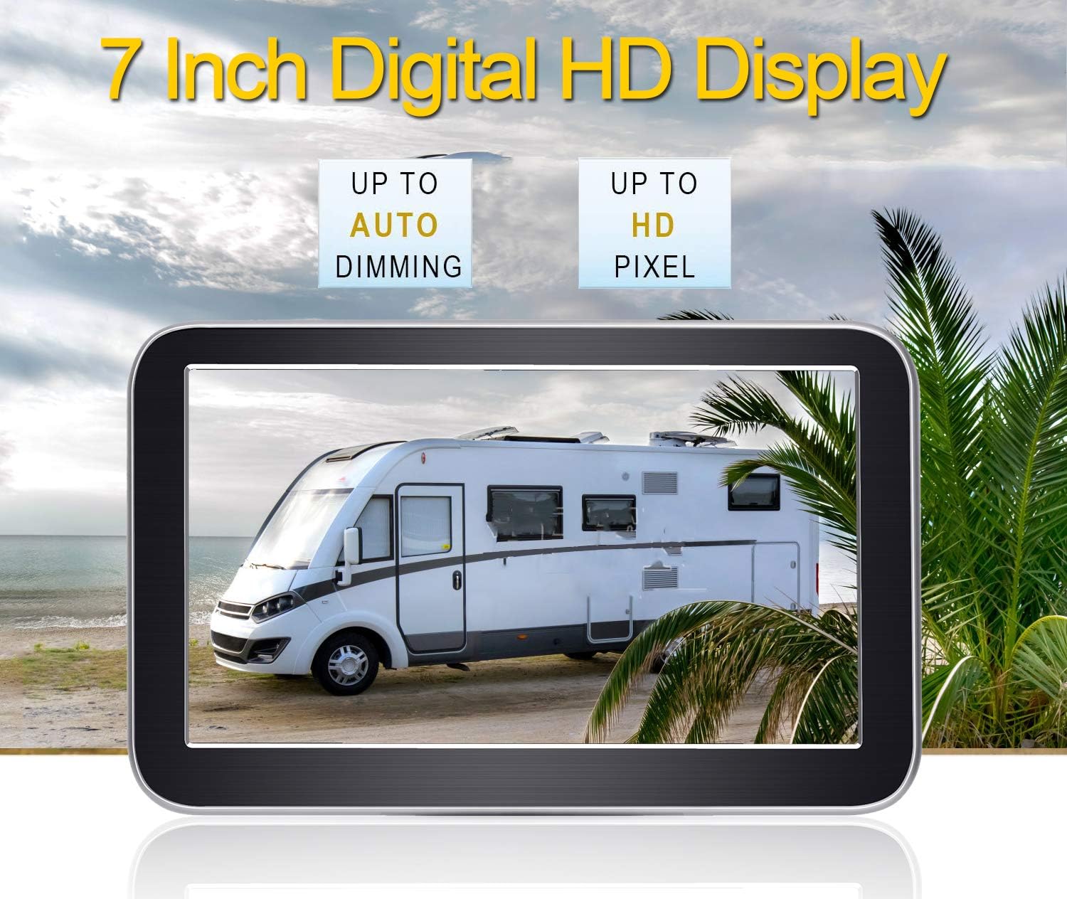 Wireless Backup Camera Car HD 1080P WiFi Rear View System 7 Inch Monitor Kit Truck Camper RV Hitch Auto License Plate Back Cam AMTIFO W70