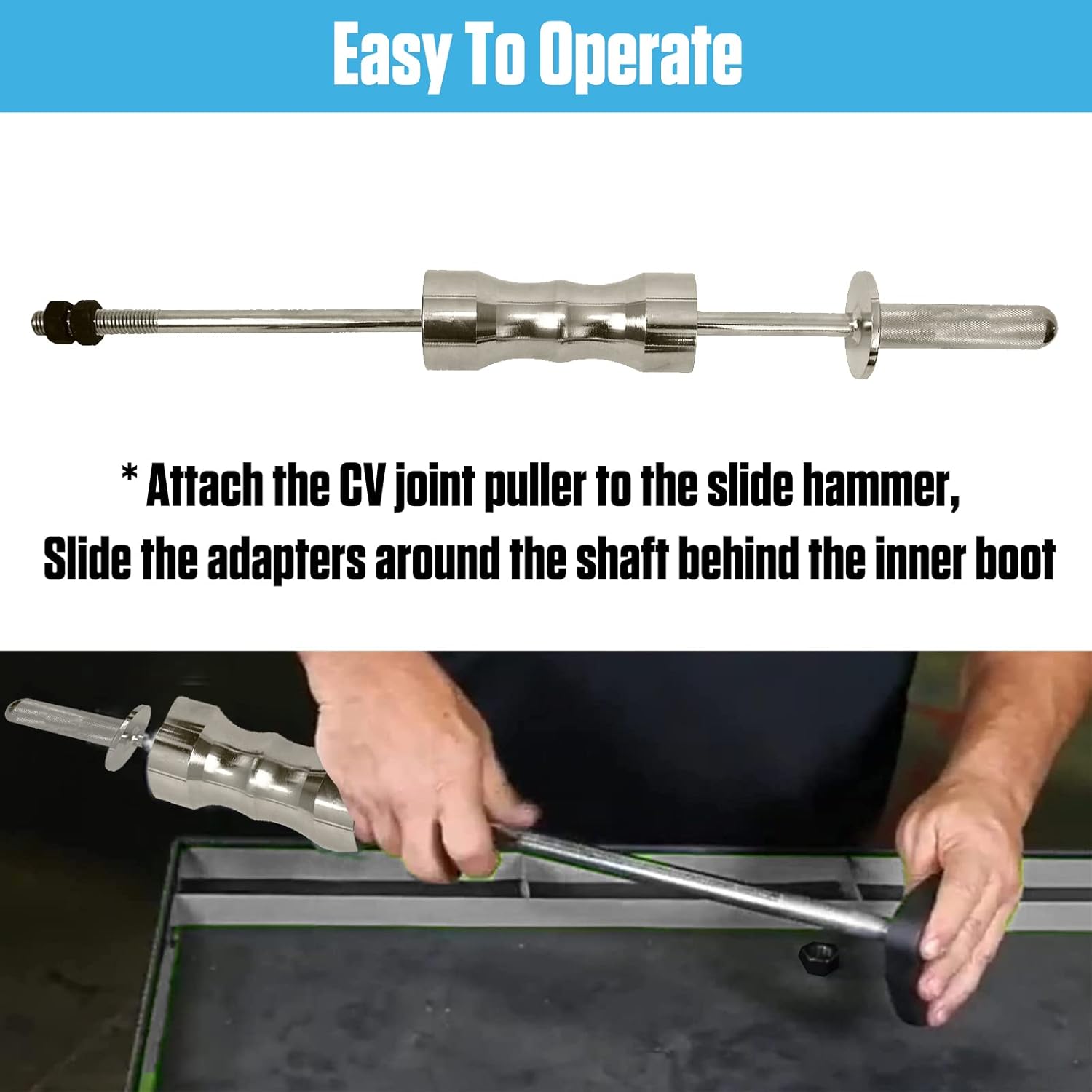 10lb Heavy Duty Inner CV Axle Removal Tool for FWD Vehicles Front Wheel Drive Axle Half Shaft Removal Tool,CATUDIY Inner CV Joint Puller Tool & Slide Hammer Puller Set with 48&63MM Joint Fork Adapters