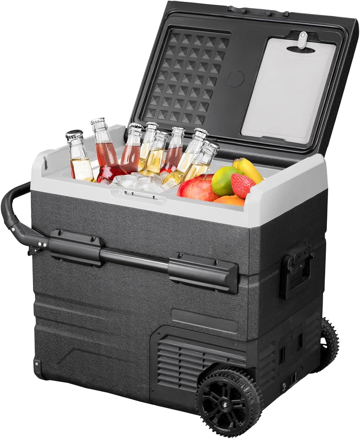 VEVOR 12 Volt Refrigerator 48Qt, Dual Zone Car Fridge Freezer w/App Control & Wheels 12/24V DC & 110-240V AC Electric Compressor Cooler for Truck Vehicle RV Boat Outdoor & Home Use, -4℉-68℉ Black
