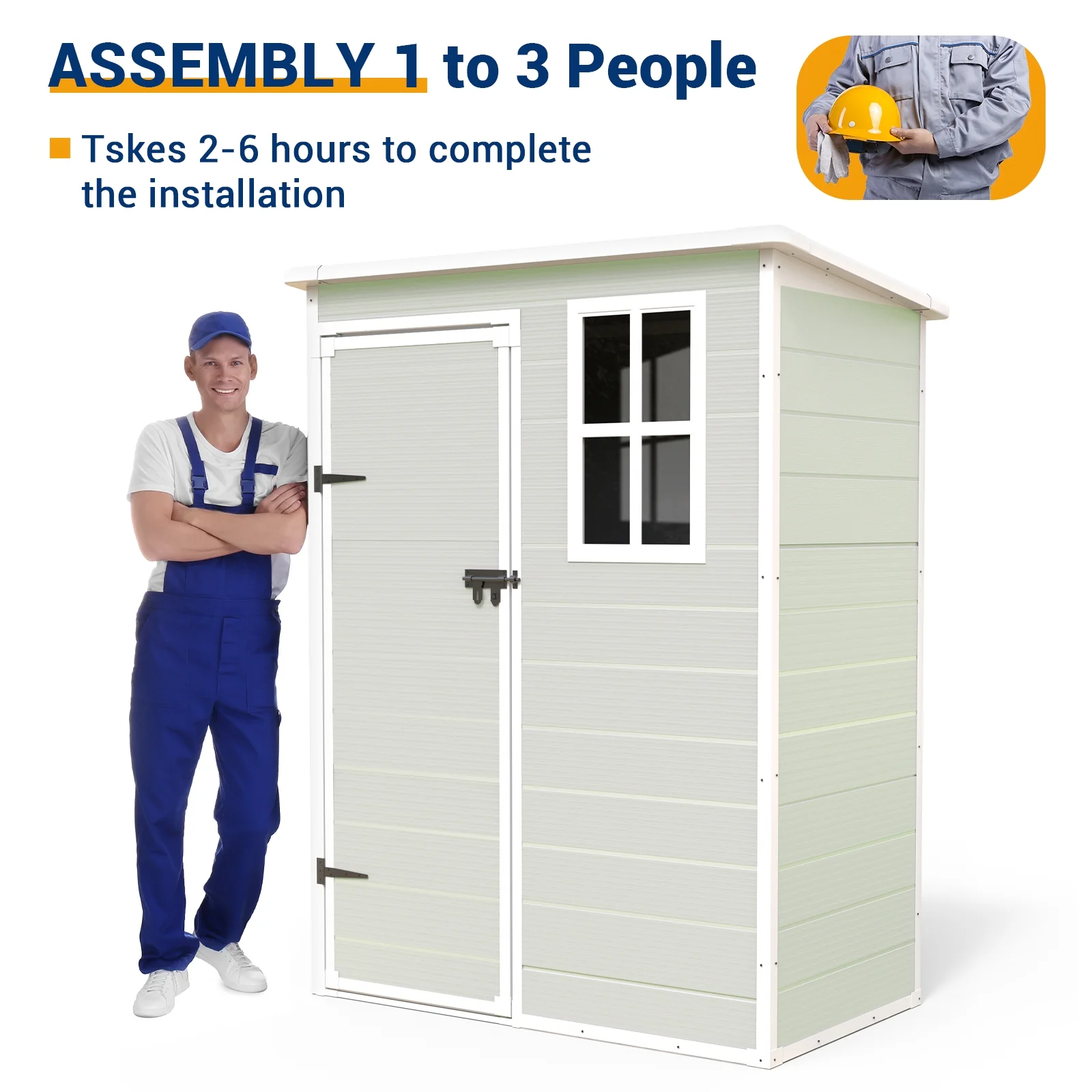 ECOPATIO Outdoor Storage Shed 5x3 FT, Resin Garden Shed for Bike, Garbage Can, Tool, Plastic Outside Sheds & Outdoor Storage Storage Box with Lockable Door for Backyard, Patio, Lawn, Sandstone