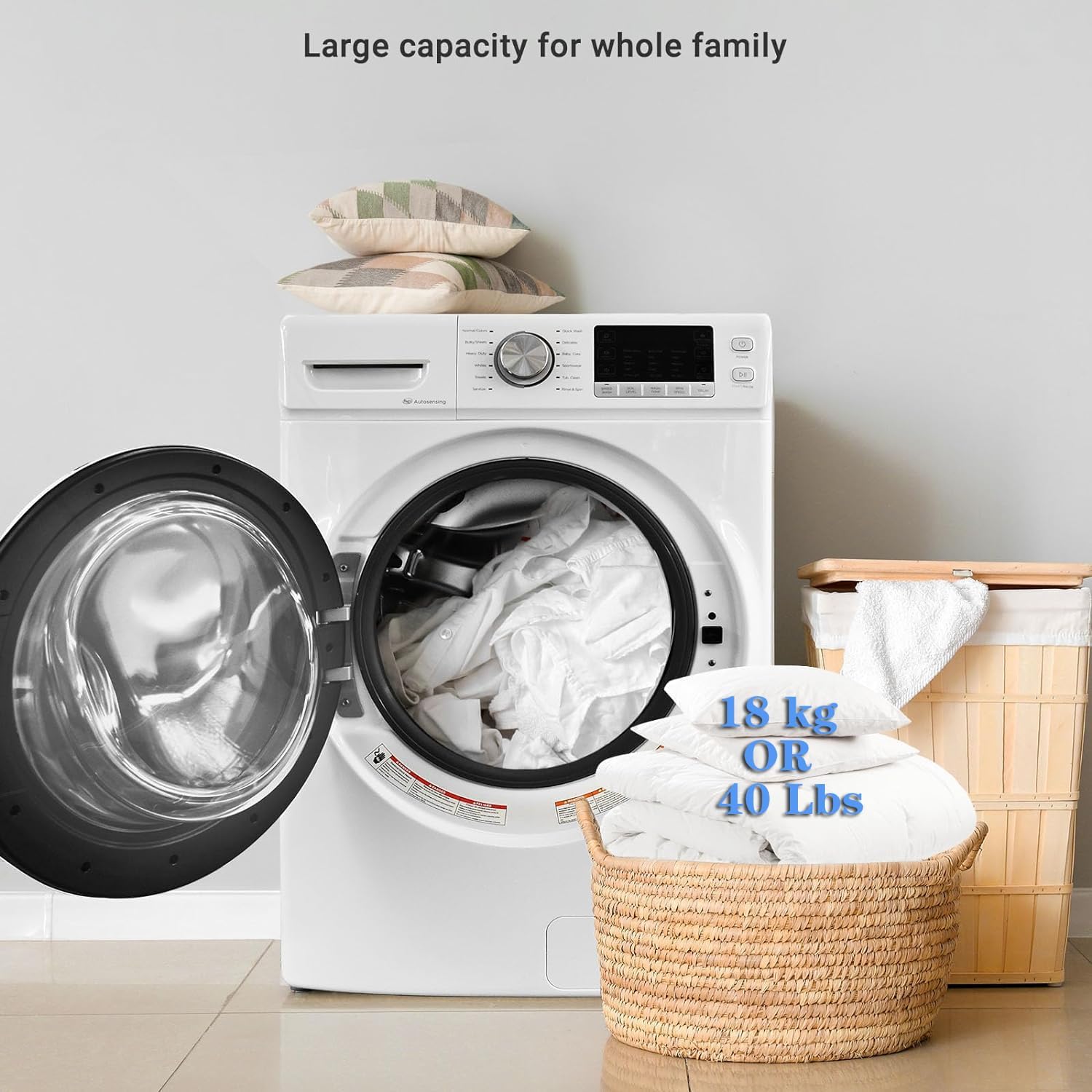 Front Load Washing Machine 4.5 Cu. Ft Washer Machine 27IN Large Capacity 12 Washing Cycles Super Speed Clothes Washing lavadora for Apartment RV, Steam Refresh