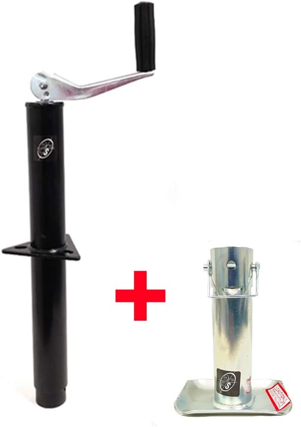 Southwest Wheel 5,000 lbs top Wind A-Frame Trailer Jack w/Zinc Round Tube Foot Plate Pack of 2