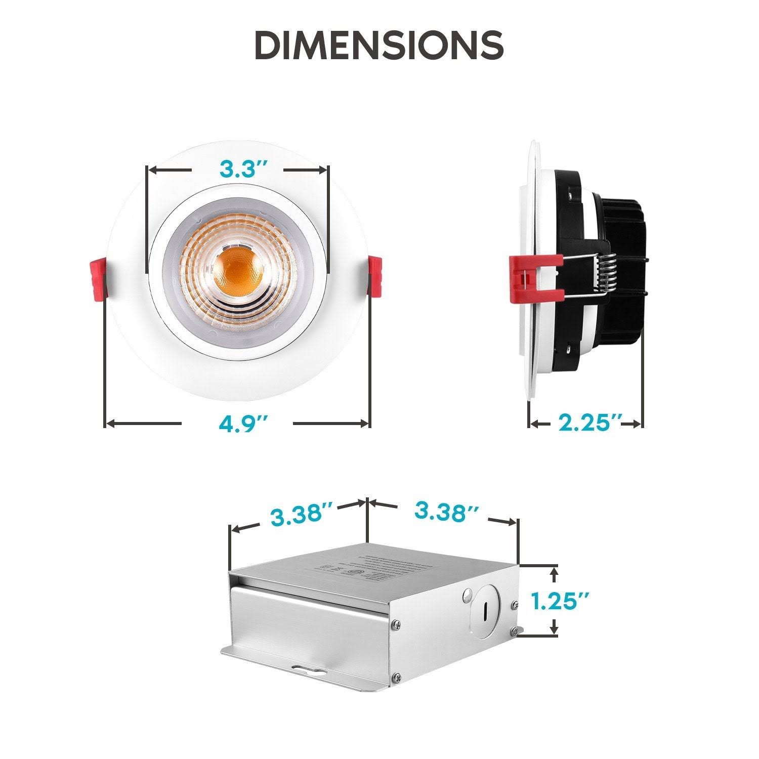Luxrite 4 in. Adjustable Gimbal Eyeball Integrated LED Canless Recessed Light CCT 11-Watt 1000 Lumens IC and Damp Rated (6-Pack)