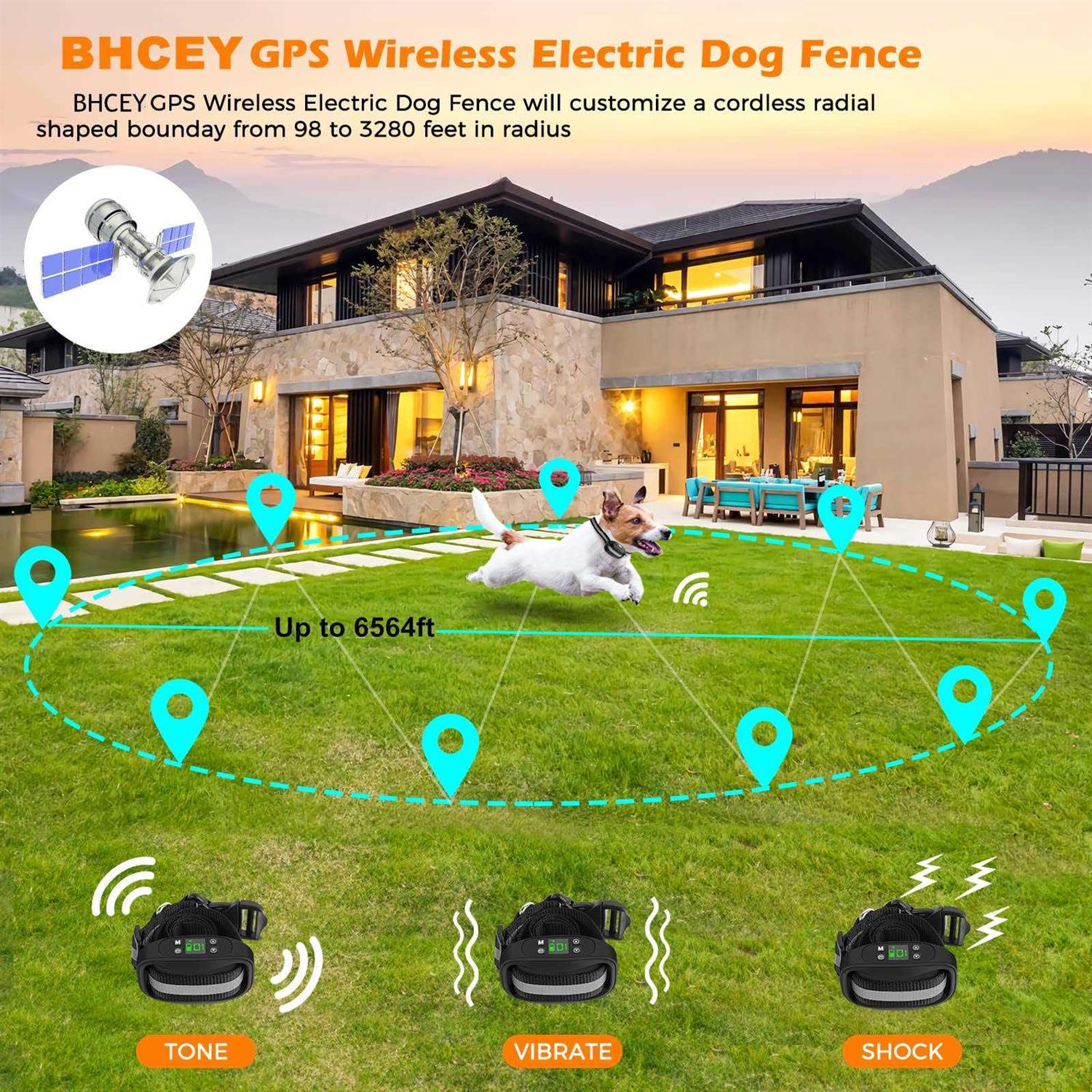 Bhcey Gps Wireless Dog Fence Electric Dog Fence Pet Containment System - Pet Supplies online store