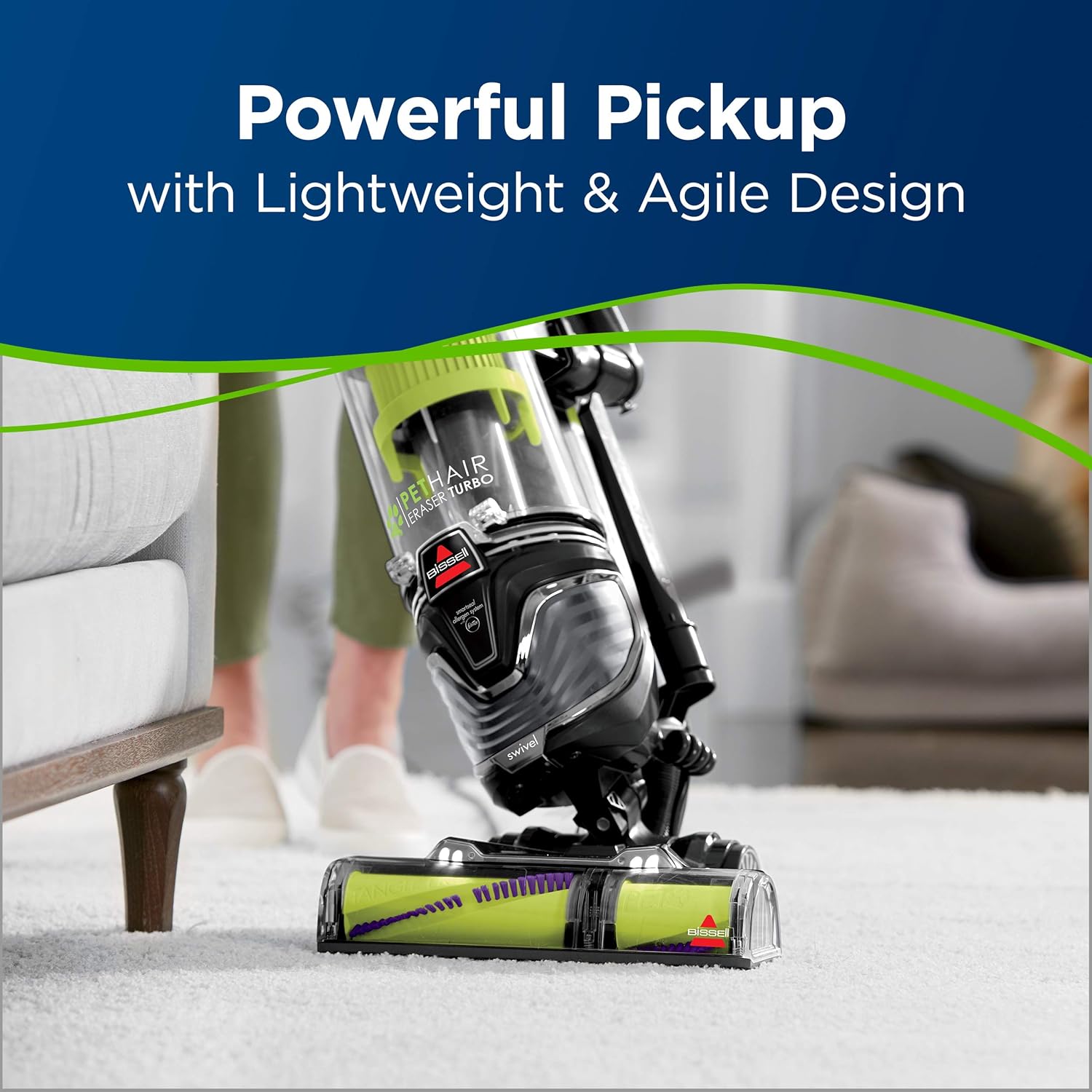 BISSELL 2475 Pet Hair Eraser Turbo Bagless Upright Vacuum Cleaner with SmartSeal Allergen System
