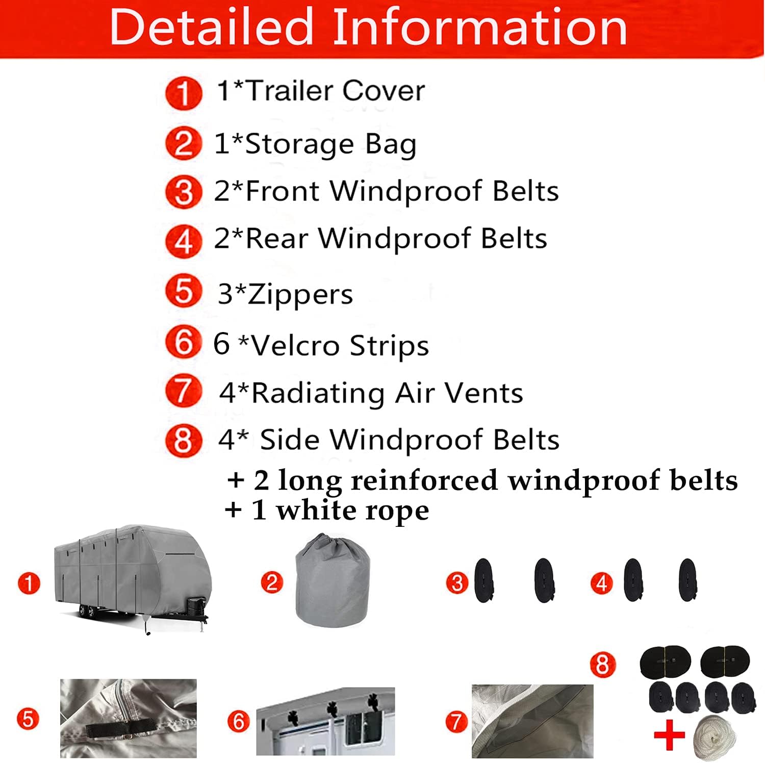 Travel Trailer RV Cover,Waterproof & Windproof Camper Cover Fits 16~18FT RV Trailer,Upgraded 420D Heavy Duty Polyester Oxford Durable, UV, Water Resistant RV Covers