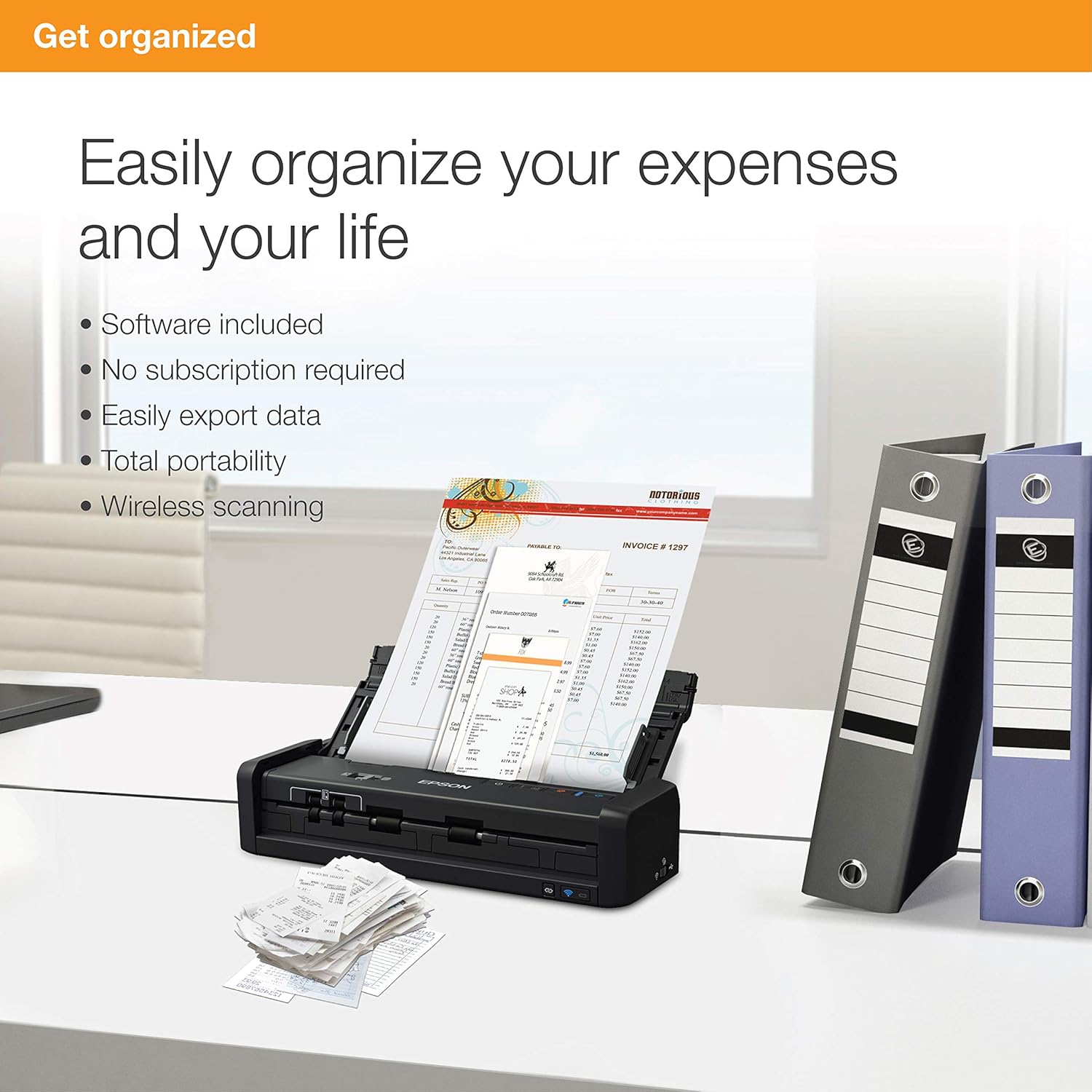 ES-300WR Wireless Color Portable Duplex Document Scanner Accounting Edition for PC and Mac, Auto Document Feeder (ADF)