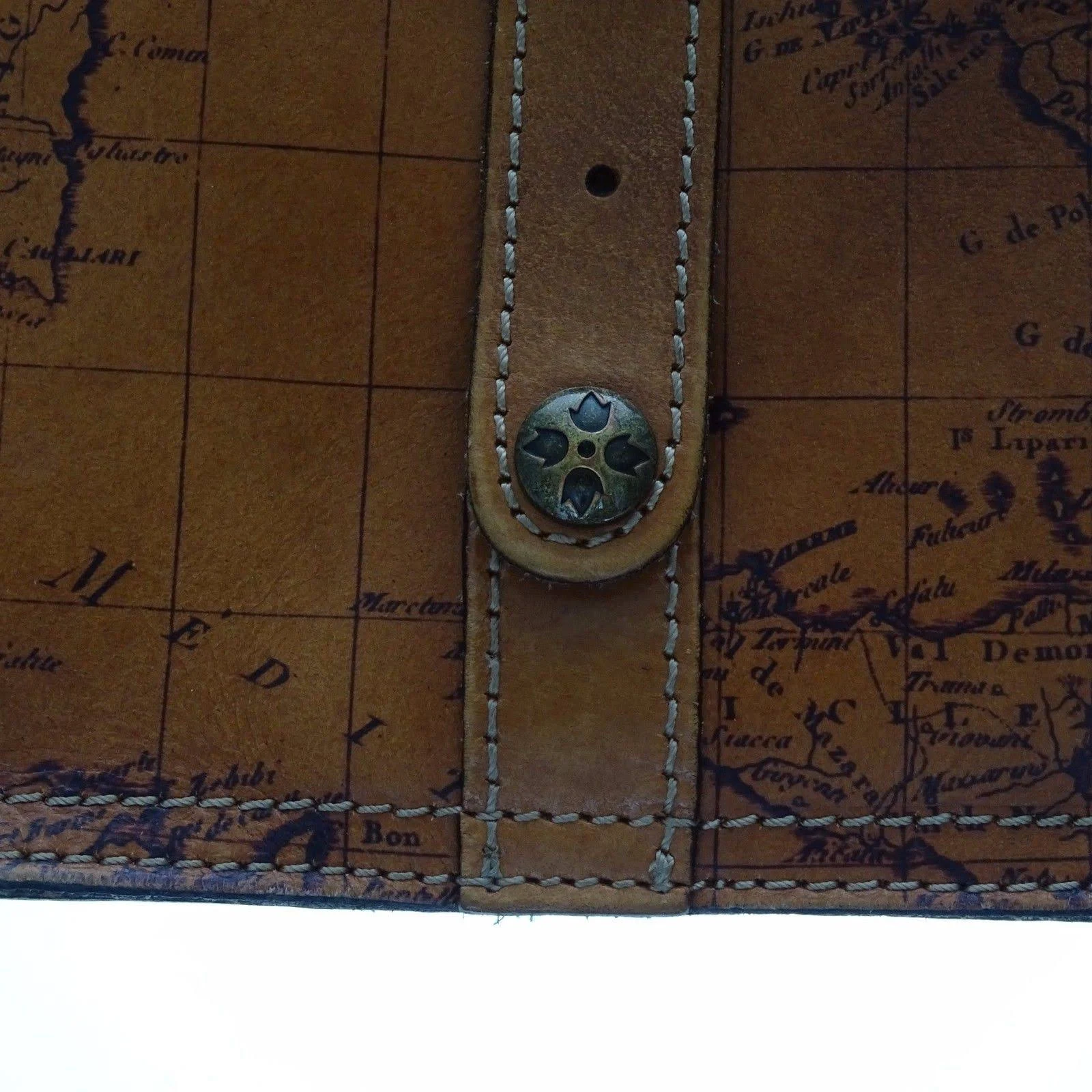 Patricia Nash Venezia Signature Map Print Leather Crossbody Shoulder Bag Pouch