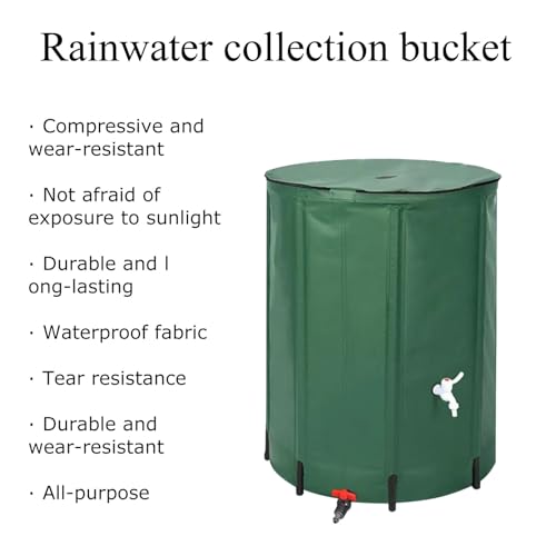 Kngiybo Rain Barrel, Foldable Water Bladder Tanks Container Water Butt Rain Tank Kit, Resistant Water Barrel with Filter Spigot Overflow Kit, Rain Collector Barrel,Large Capacity Garden Bar