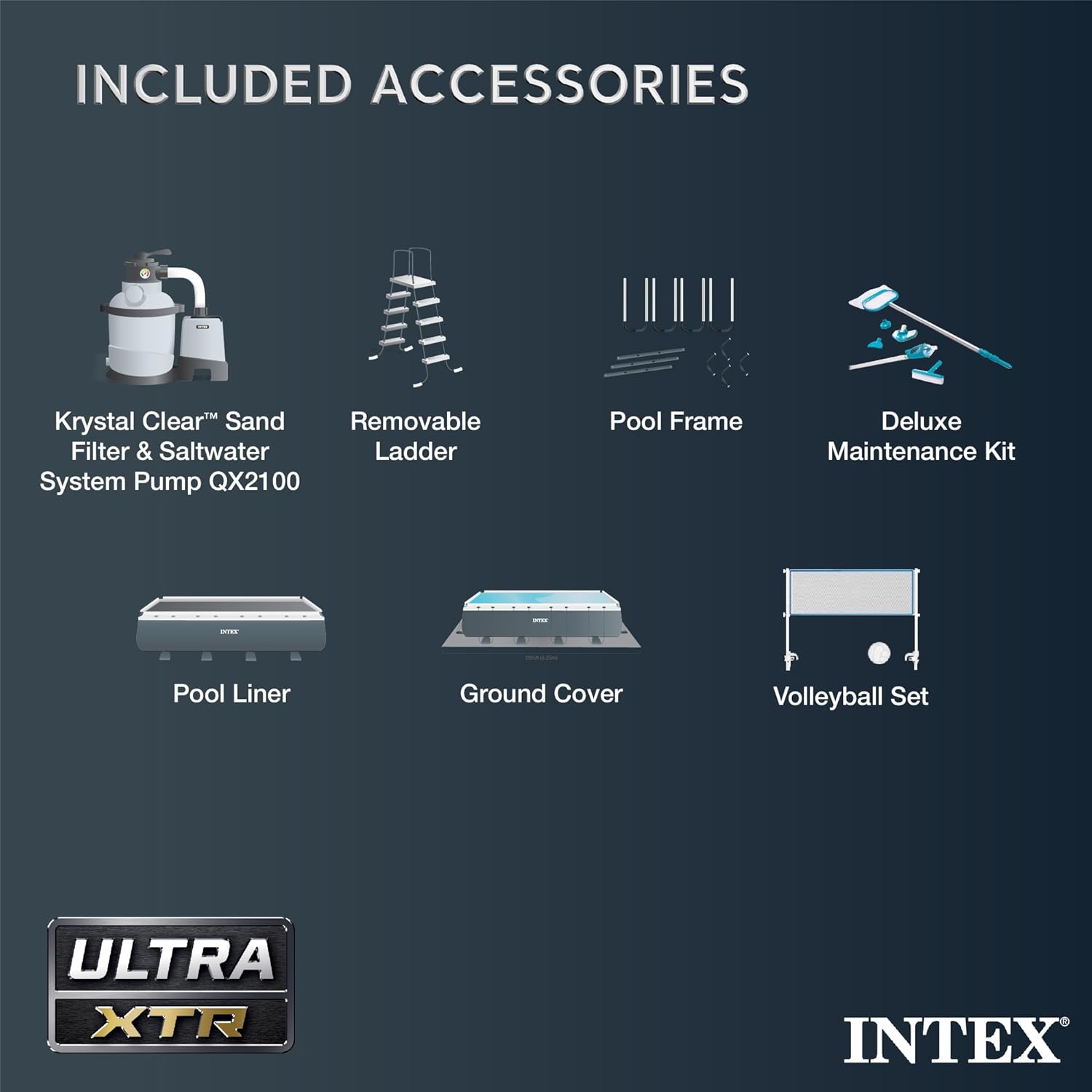 INTEX 26367EH Ultra XTR Deluxe Rectangular above Ground Swimming Pool Set: 24ft x 12ft x 52in – includes 2100 GPH Sand Filter Pump – Saltwater System – SuperTough Puncture Resistant – Rust Resistant