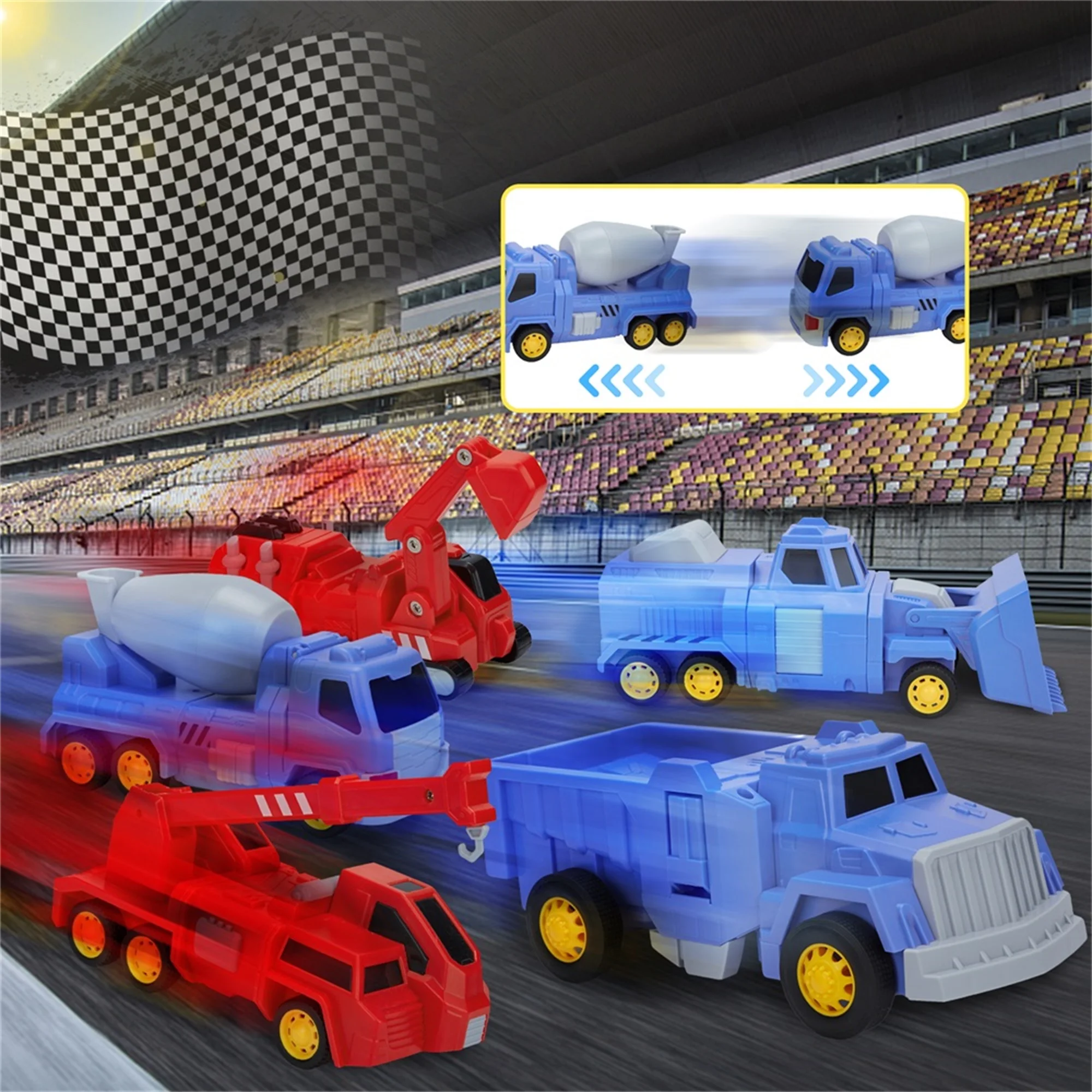 KingShop Toys for 3 4 5 6 7 Year Old Boys - Construction Vehicles Transform Robot Kids Toys, Building Toddler Toys for Kids Ages 4-8 w/ Pull-Back Toys, 5-in-1 Trucks Gifts for Boys Girls