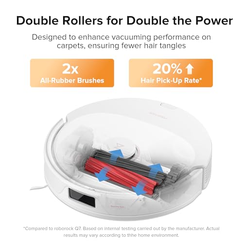 roborock Q8 Max Robot Vacuum and Mop Cleaner, DuoRoller Brush, 5500Pa Strong Suction, Lidar Navigation, Obstacle Avoidance, Multi-Level Mapping, Perfect for Pet Hair