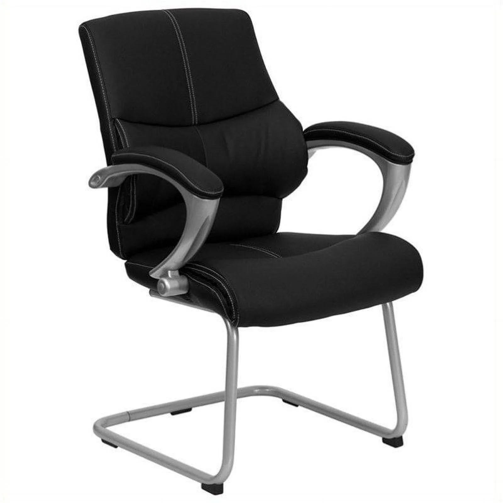 Scranton & Co Executive Side Office Guest Chair with Black Leather
