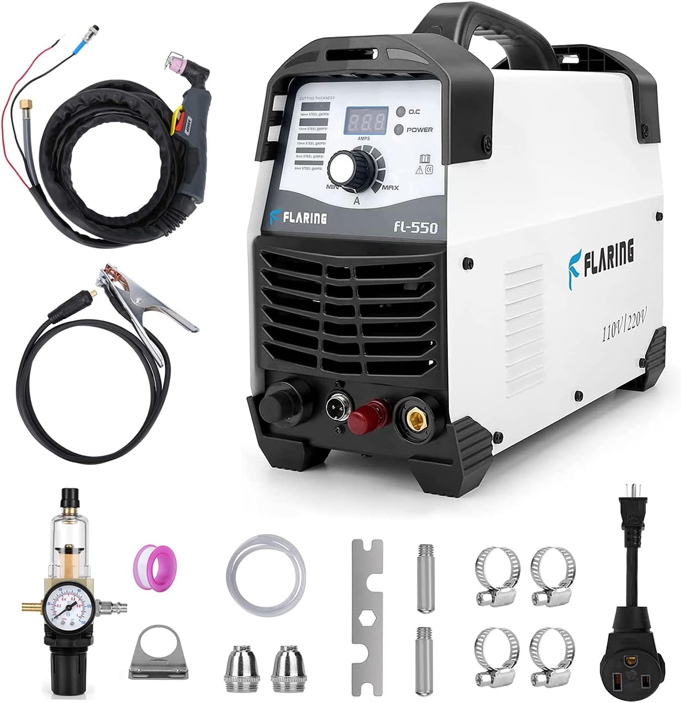 FLARING Plasma Cutter 50 AMP 110V/220V 1/2'' Clean Cut Max 16MM IGBT High Frequency Inverter Plasma Cutting Machine for Car Frame,Carbon Steel,Stainless Steel,Thin Copper,Aluminum
