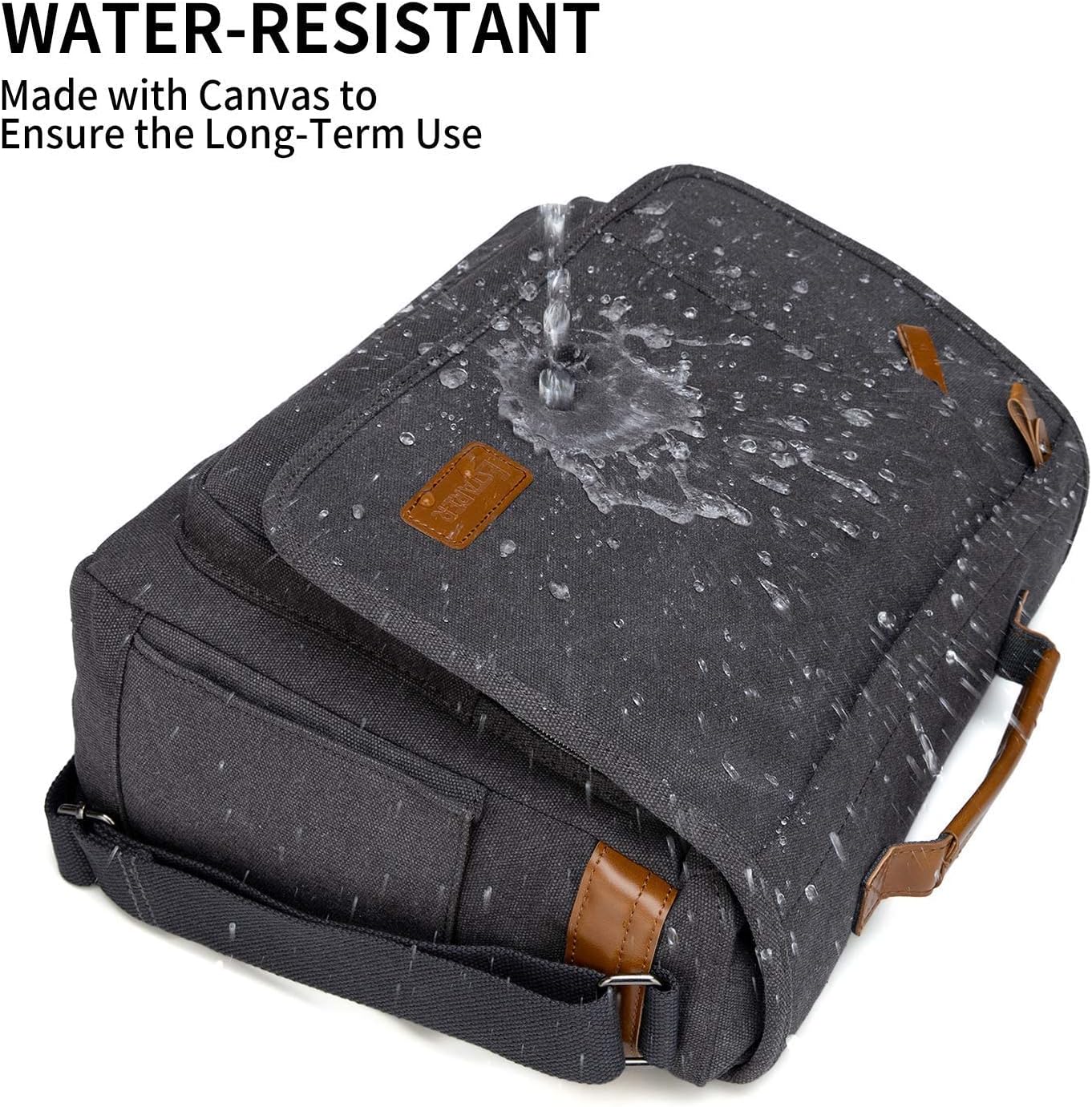 Estarer Laptop Messenger Bag 17-17.3 Inch Water-resistance Canvas Shoulder Bag for Work College