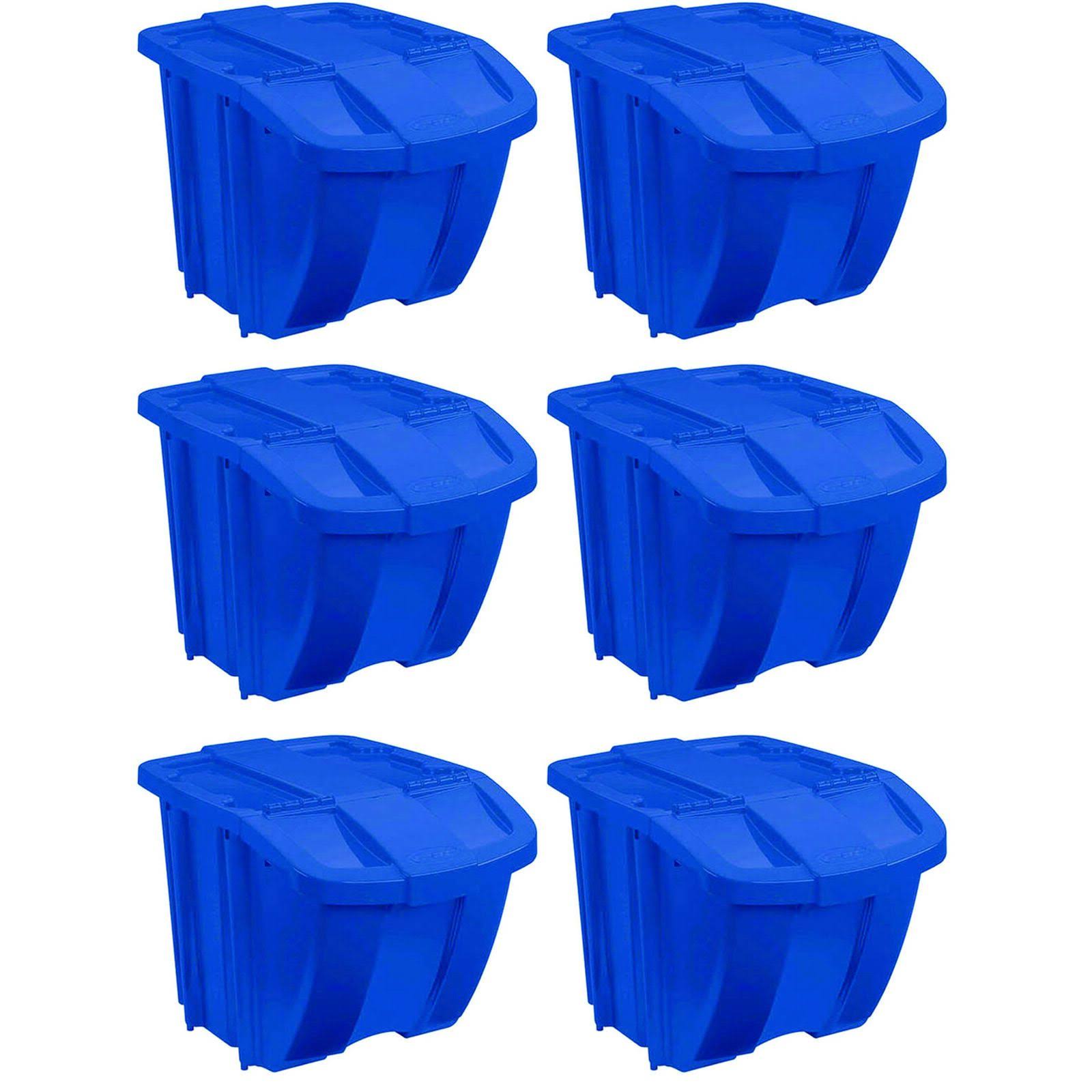 Suncast 18 Gallon Durable Stackable Resin Home Recycle Storage Bin 6 Pack