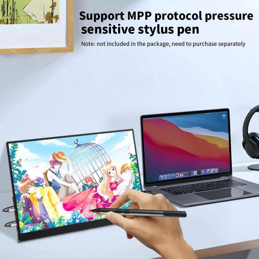 16 inch 4k OLED Touchscreen Portable Monitor, 3840 x 2400 100% P3 Portable Display MPP Stylus Pen Compatibility 1MS Eye Care PC Monitor for Laptop,Mac NUC Mini PC,VESA & Integrated Stand