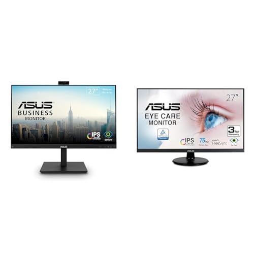 ASUS 27” 1080P Video Conference Monitor (BE279QSK) - Full HD, IPS, Built-in Adjustable 2MP Webcam, Mic Array, Speakers, Eye Care, Wall Mountable, Frameless