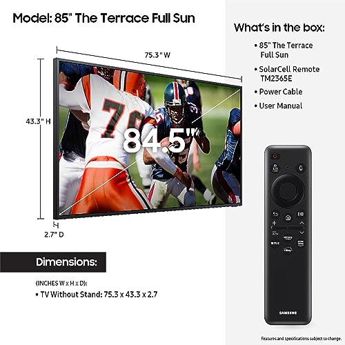 SAMSUNG Class Terrace Full Sun Outdoor QLED 4K Smart TV with Alexa Built-in