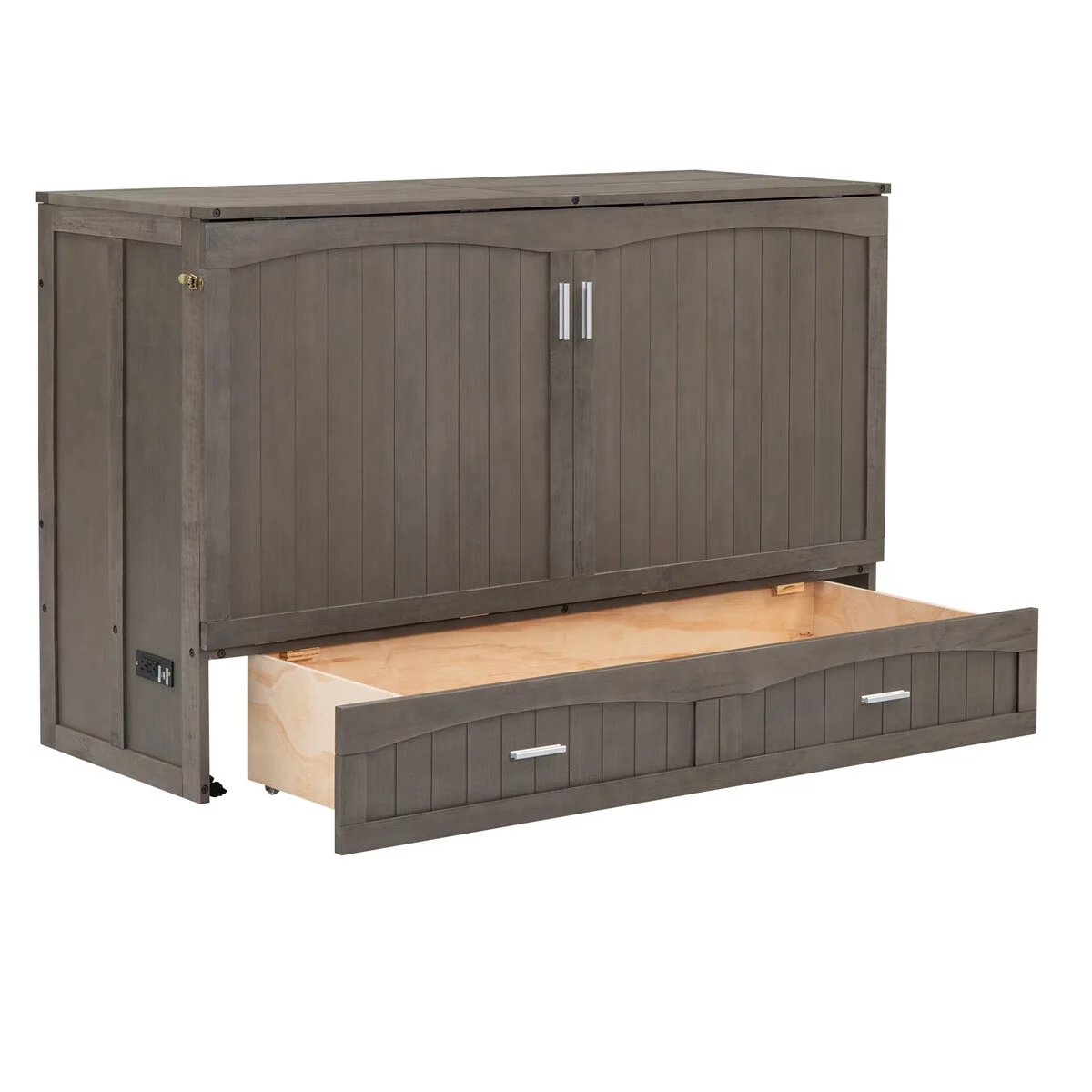 VIRUBI Queen Size Murphy Bed with Built-In Charging Station
