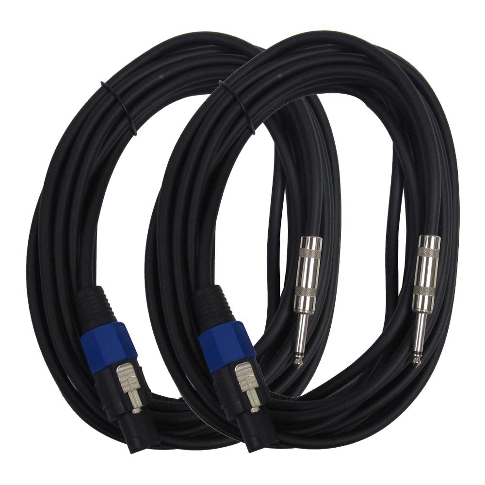 Seismic Audio - SASPT14-25 (2 Pack) - 25 Foot Speakon to 1/4 PA DJ Speaker Cable - 2 Conductor - 14 Guage Pack of 2