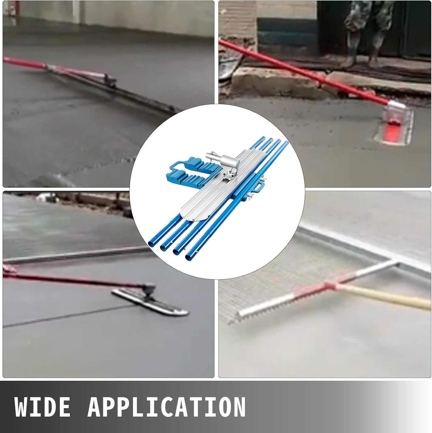 VEVOR Bull Float Magnesium Concrete Float 48 x 8" Round End Concrete Float Tool Cement Tool Bull Concrete Kit Bull Float with 4 Float Handle Bull Float Bracket Concrete Tools Finishing Bull Float