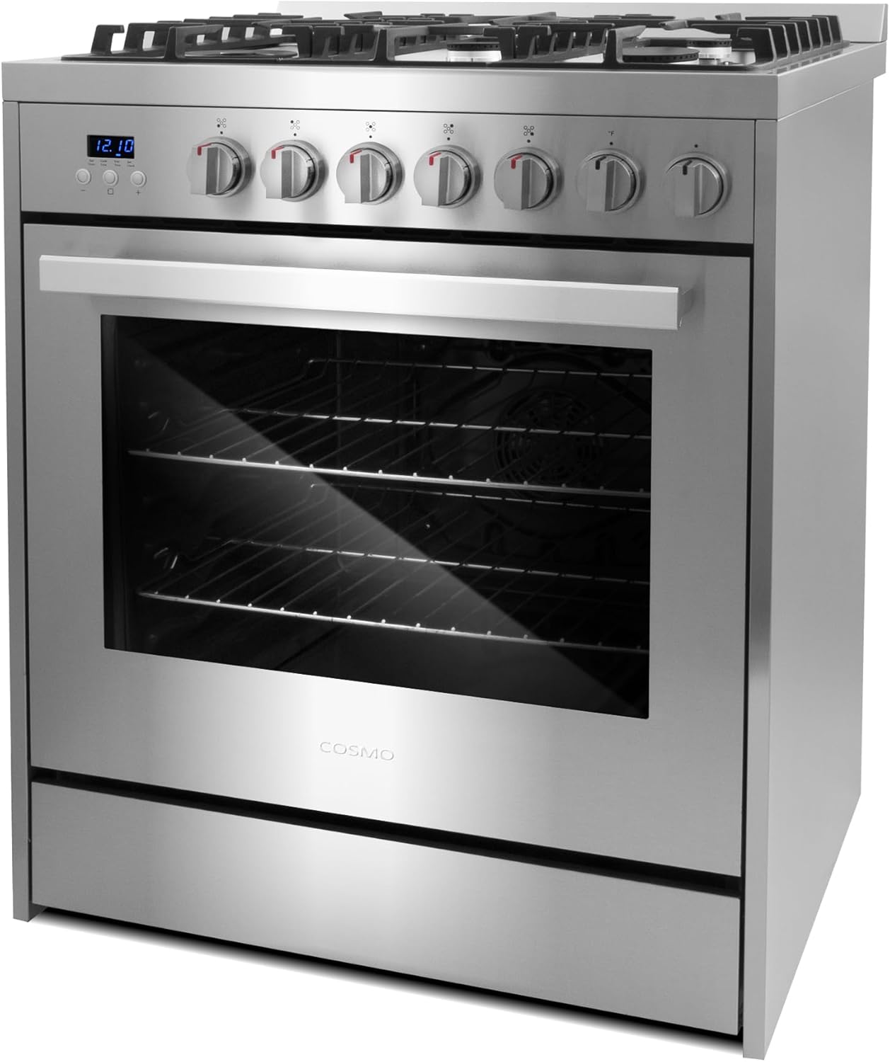 COSMO COS-305AGC 30 in. 5.0 cu. ft. Freestanding Single Oven Gas Range with 5 Burner Cooktop and Heavy Duty Cast Iron Grates in Stainless Steel
