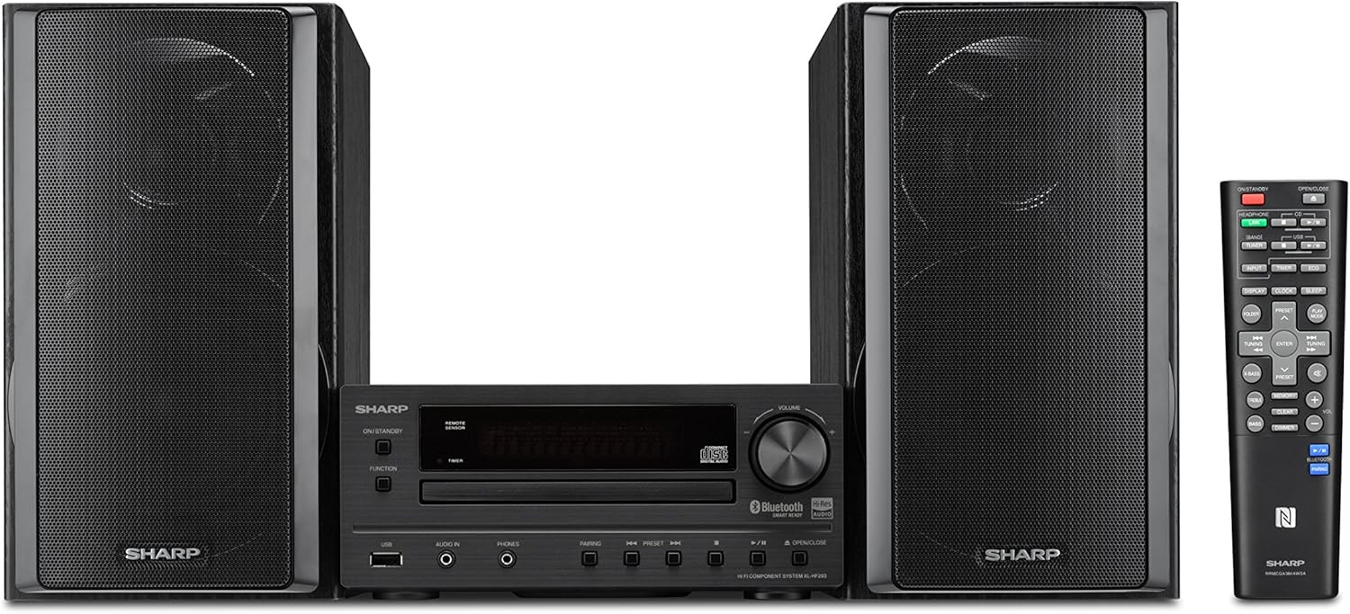 Sharp XL-HF203B Hi-Fi Component Stereo Speaker System with High Resolution Audio