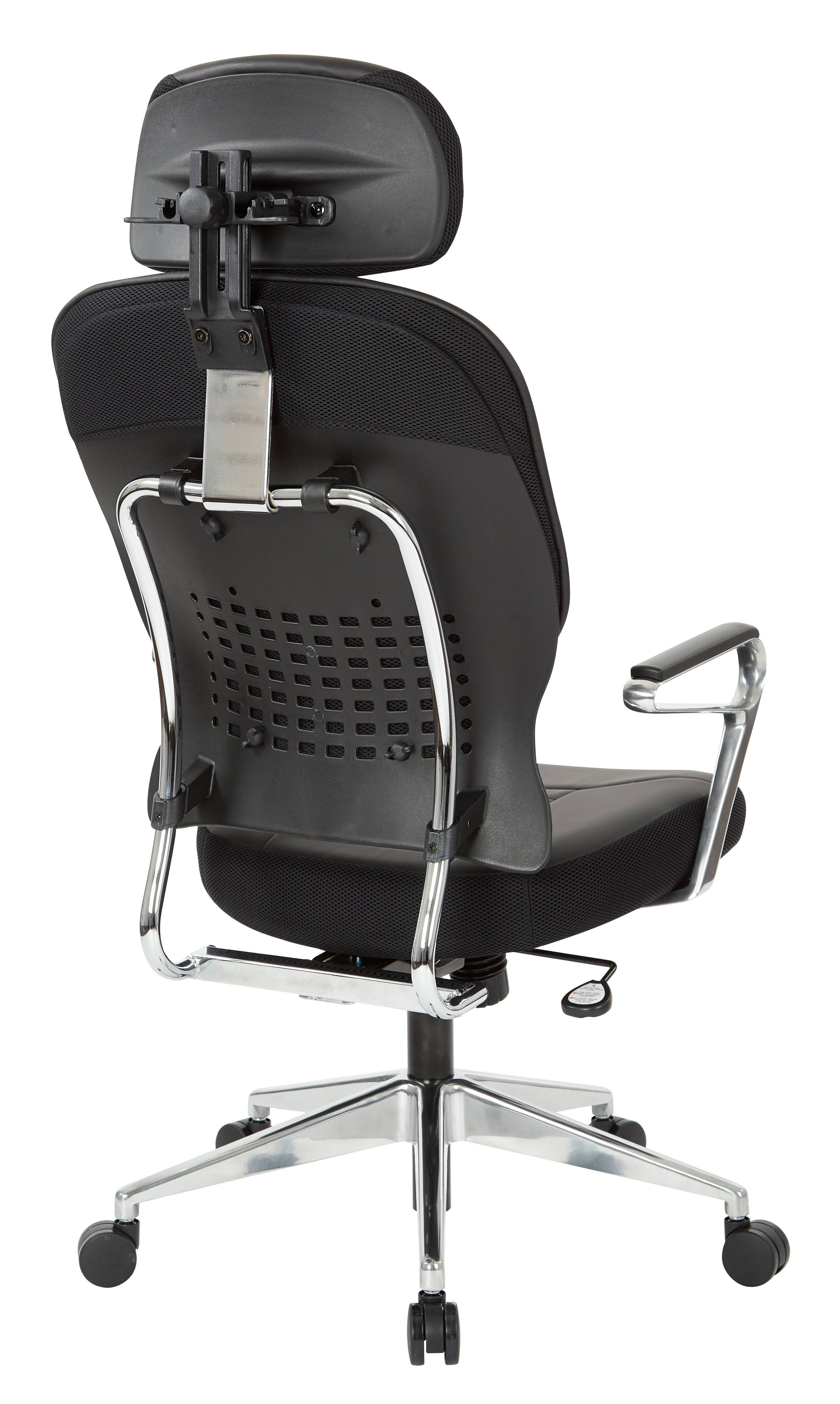 Space Seating 32-E33P91A7HL Bonded Leather Managers Chair with Headrest - Black