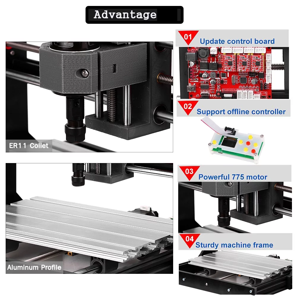 Engraving Machine, Diy Wood Router With Version With Er11 And 30 * 18 With Offline With 300 * 180x40mm Offline With Er11 * 18 30 * Hine 3 Area 300 * 3 Pcb 30*18 - Curated Treasures Market
