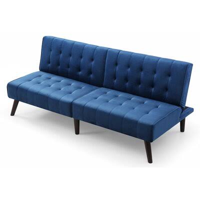 Houon 71x22 Velvet Armless Sofa Wade Logan Fabric: Navy Blue