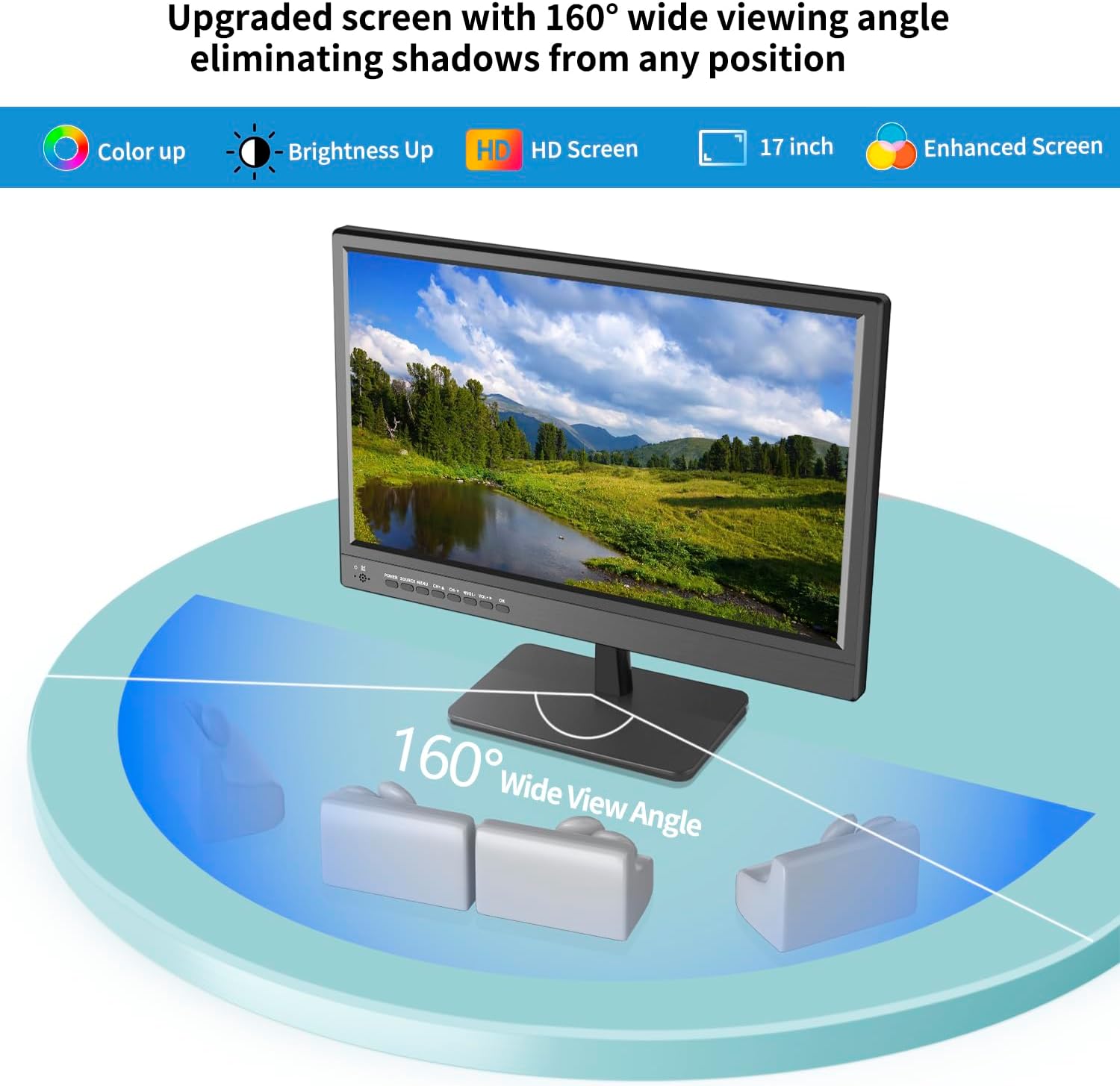 17inch TV,Small Flat Screen TV with ATSC Digital Tuner-HDMI &USB Port-Dual Power-12 Volt Charger Cable and AC Power Suitable-for Caravan,Kitchen,Bedroom