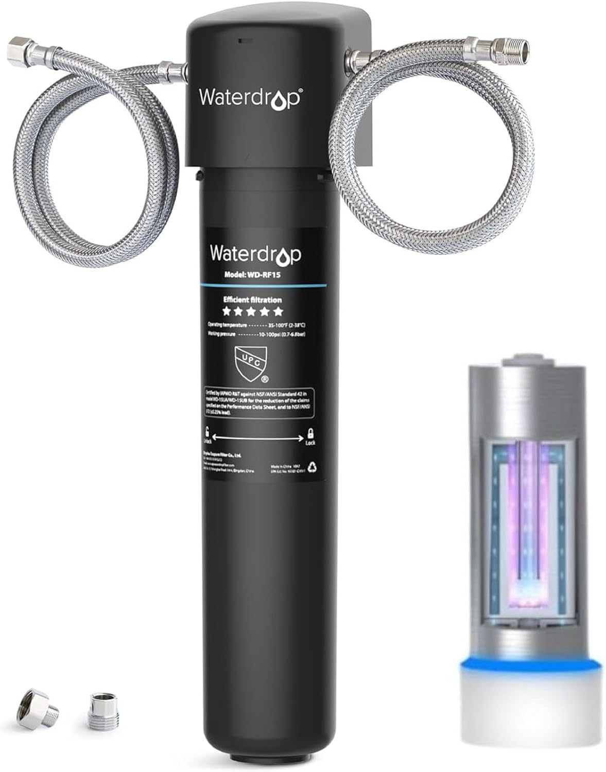 Waterdrop 15UA Under Sink Water Filter System and Waterdrop LED UV͎ Ultrąviolët Water Filter