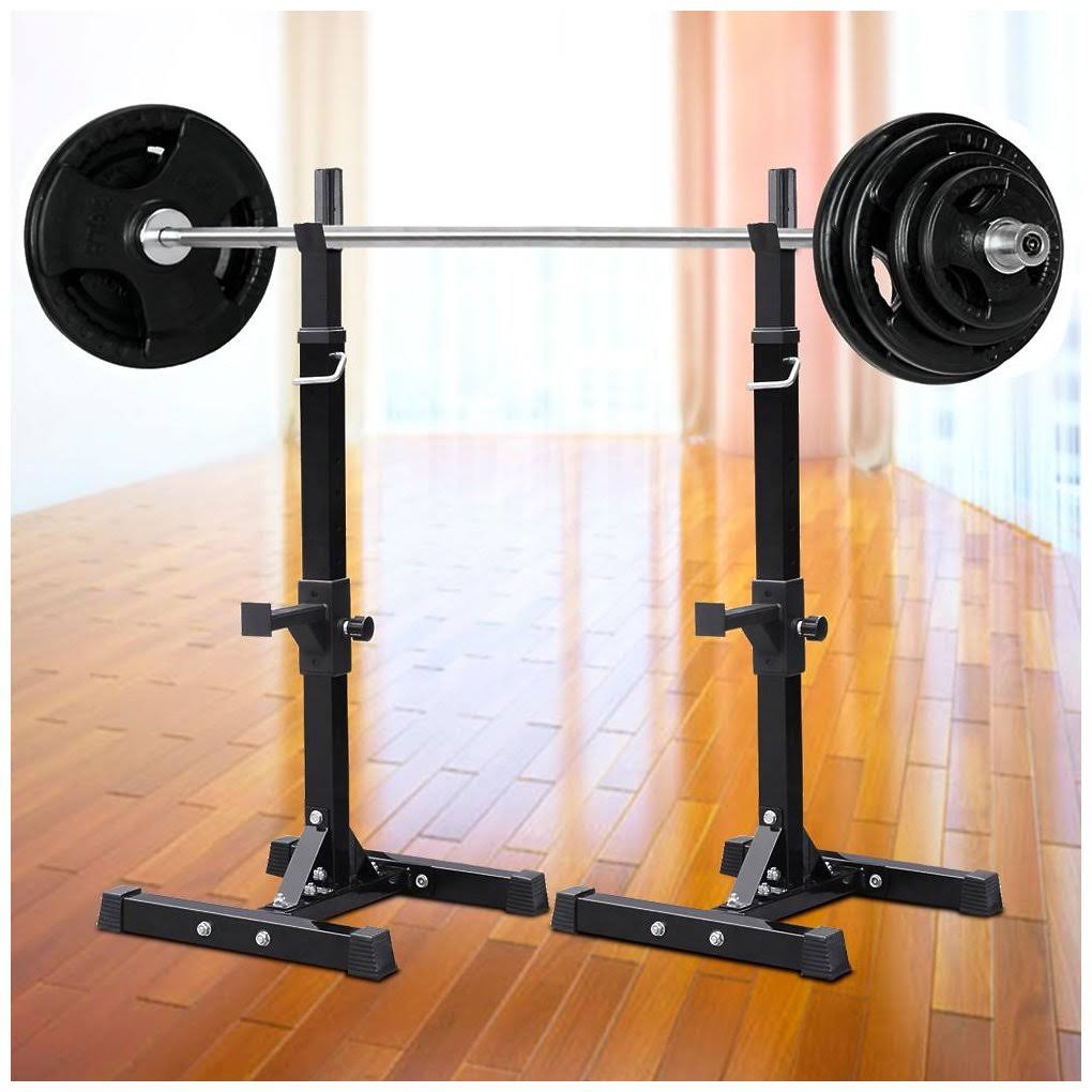 Yaheetech 2pcs Adjustable Rack Standard Solid Steel Squat Stands Barbell Free Press Bench CAMPN00048376
