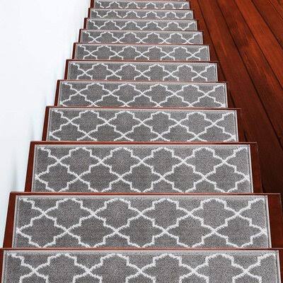 Gennessee Trellis Vibrant and Soft Stair Tread Charlton Home Color: Gray