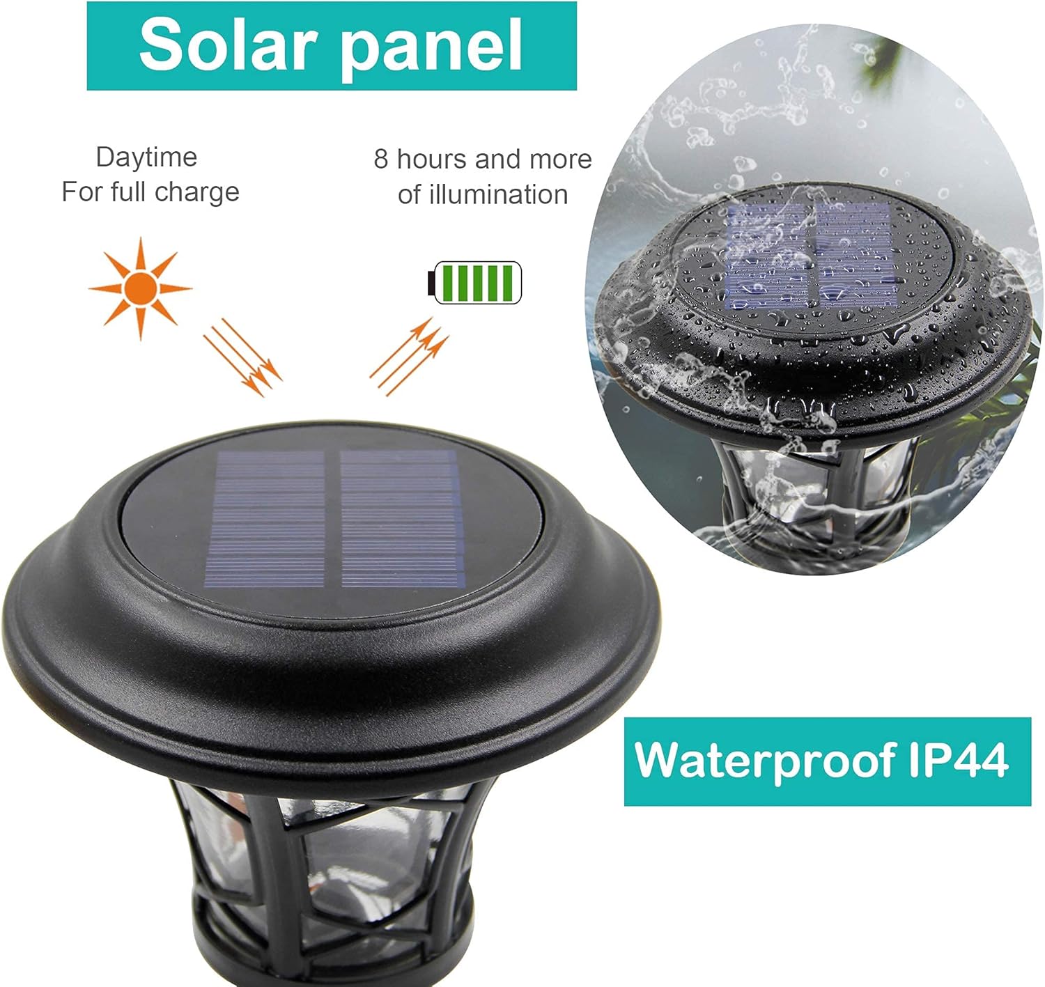 MAGGIFT 6 Pack 25 Lumen Solar Powered Pathway Lights, Super Bright SMD LED Outdoor Lights, Stainless Steel & Glass Waterproof Light for Landscape, Lawn, Patio, Yard, Garden, Deck Driveway, Warm White