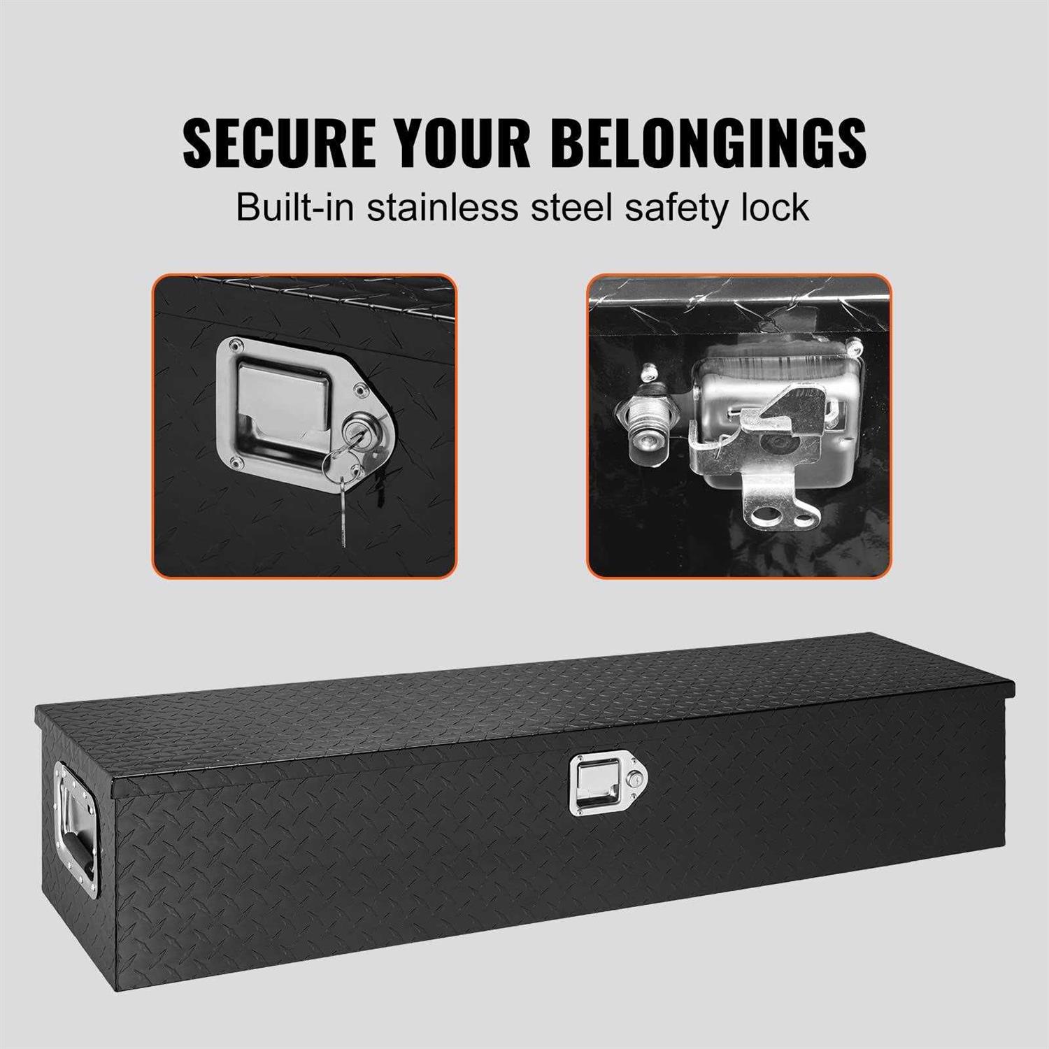 VEVOR Heavy Duty Aluminum Truck Bed Tool Box, Diamond Plate Tool Box with Side Handle and Lock Keys - Shop Hardware Tools Online Store